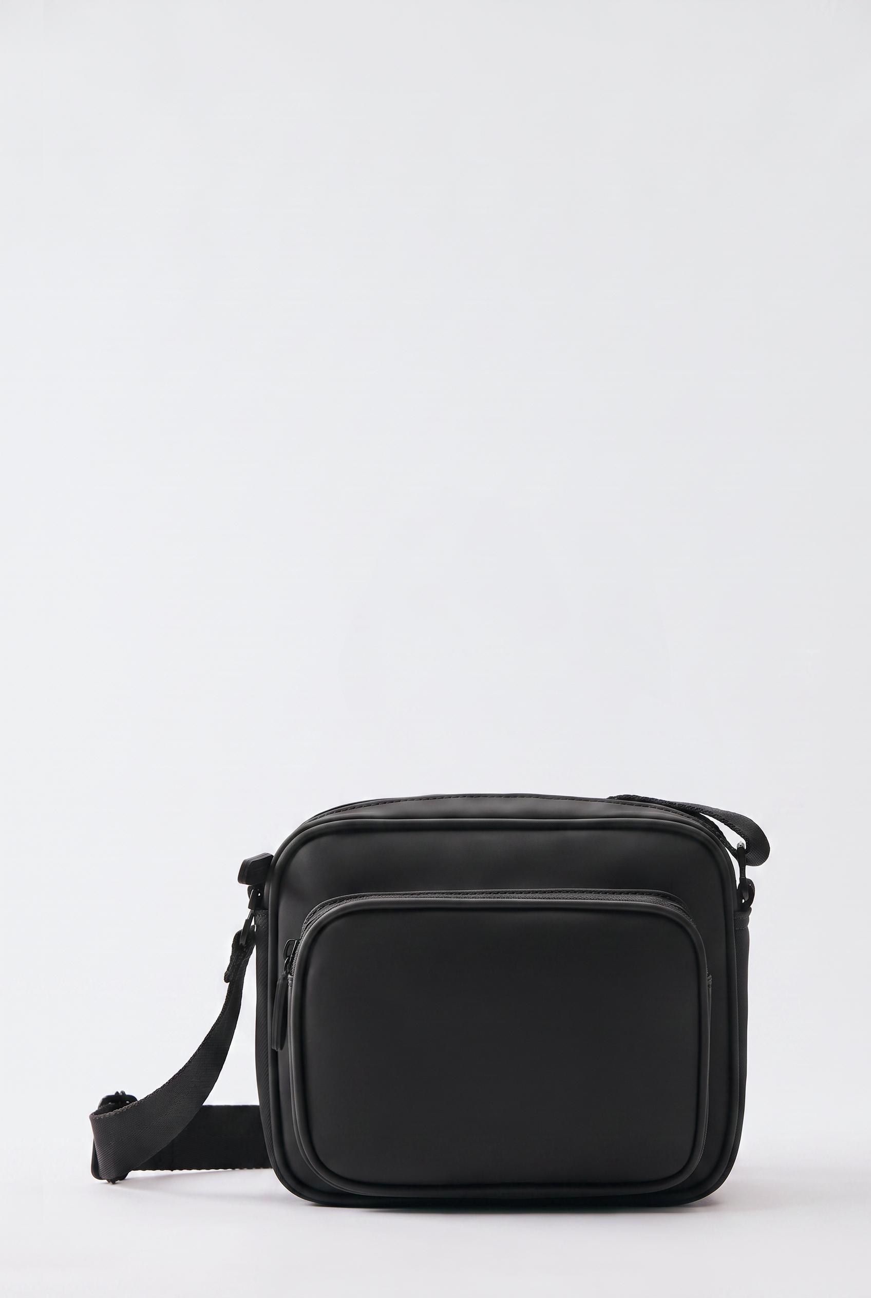 Rubberised crossbody bag — Black