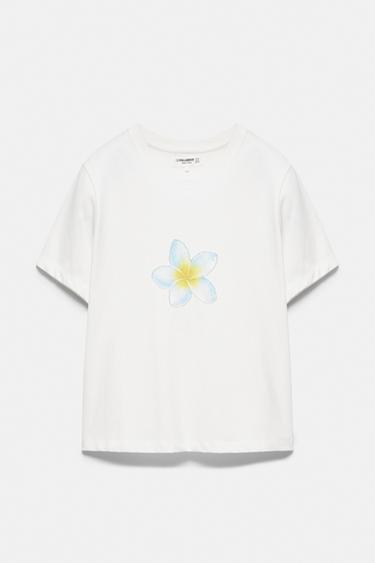 Beaded flower T-shirt — Ice 5