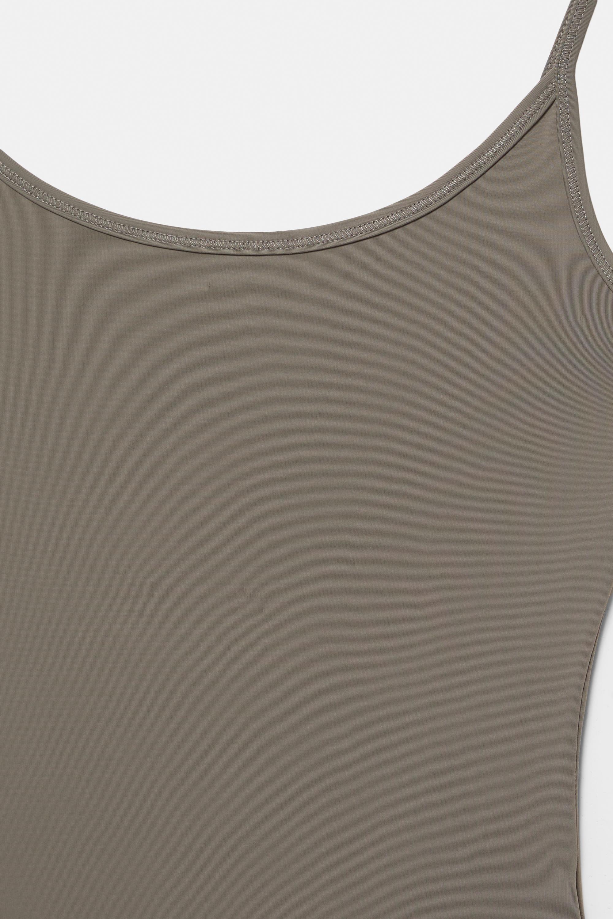 Polyamide bodysuit with thin straps — Green/Grey