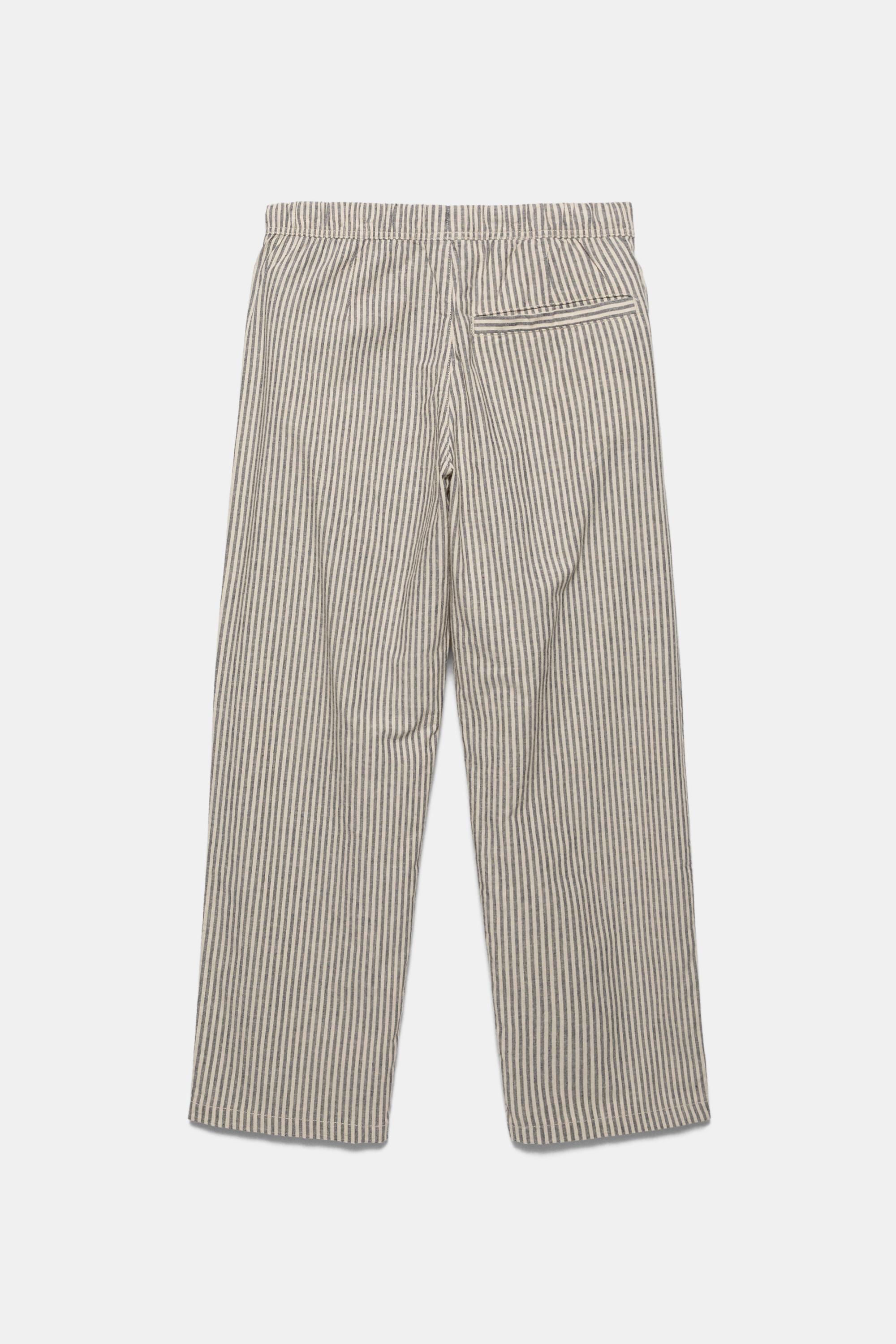 Rustik çizgili jogger pantolon - Görsel 3