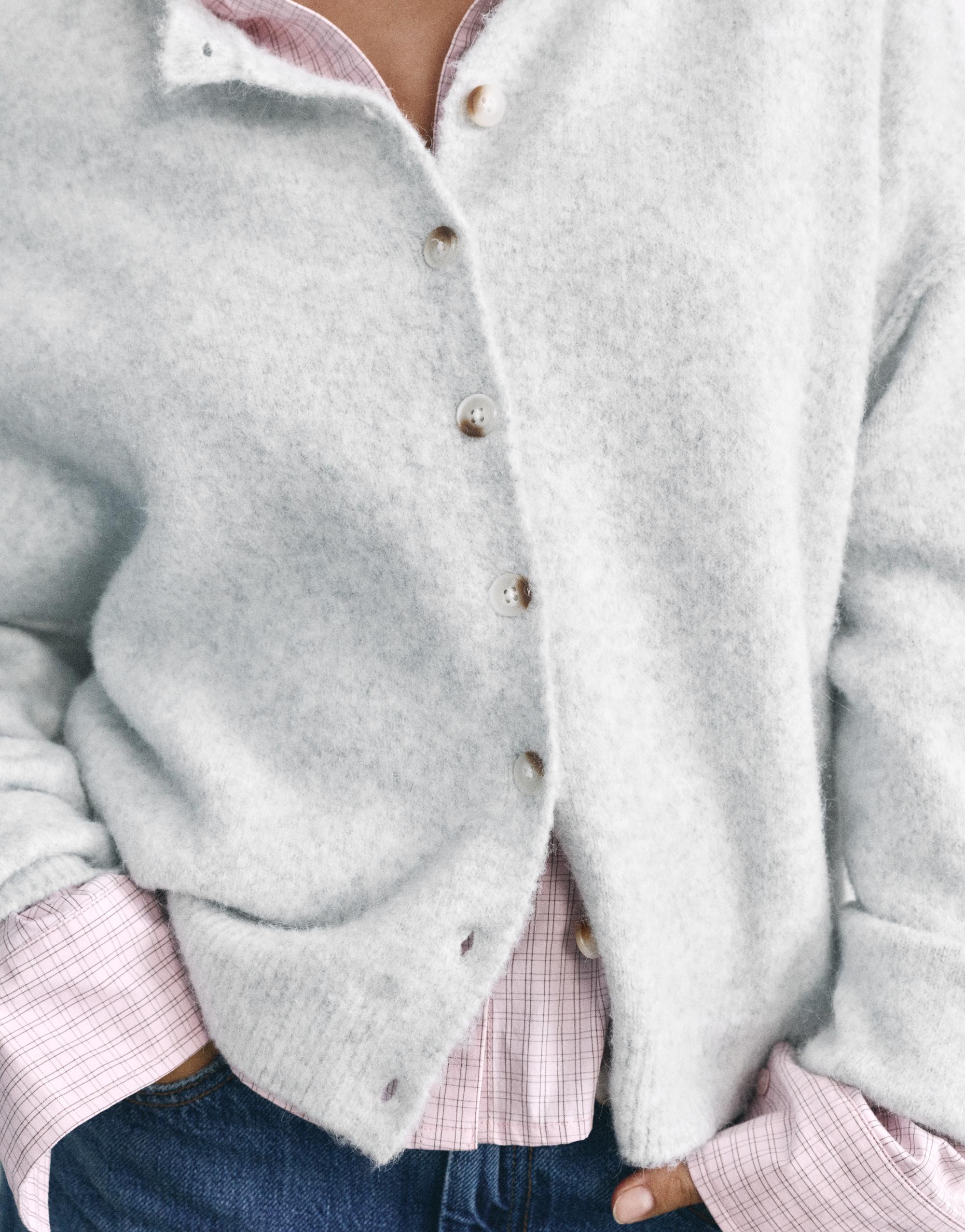 Soft knit cardigan — Pale grey