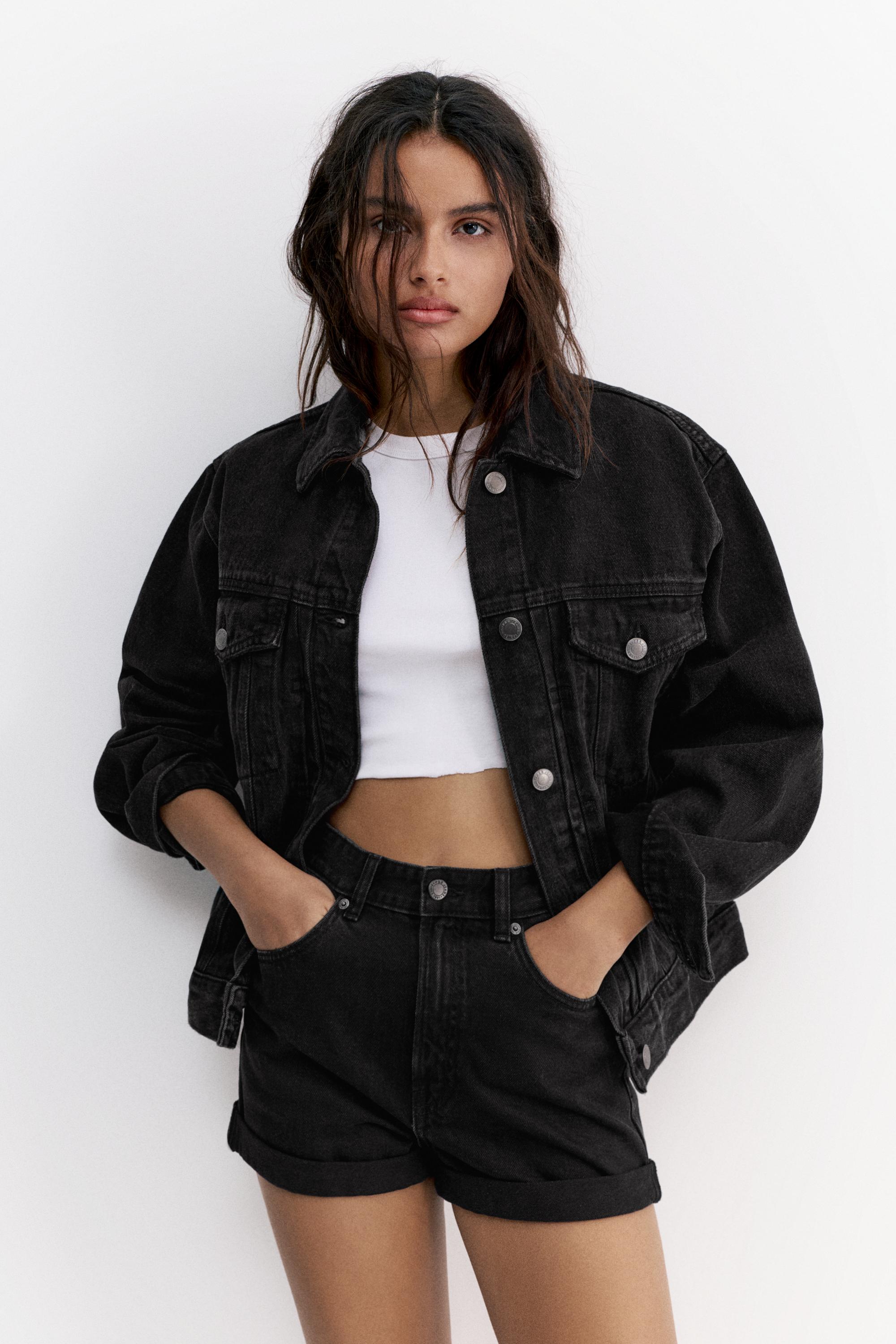 Mom-Fit-Jeans-Shorts Mit Umschlag