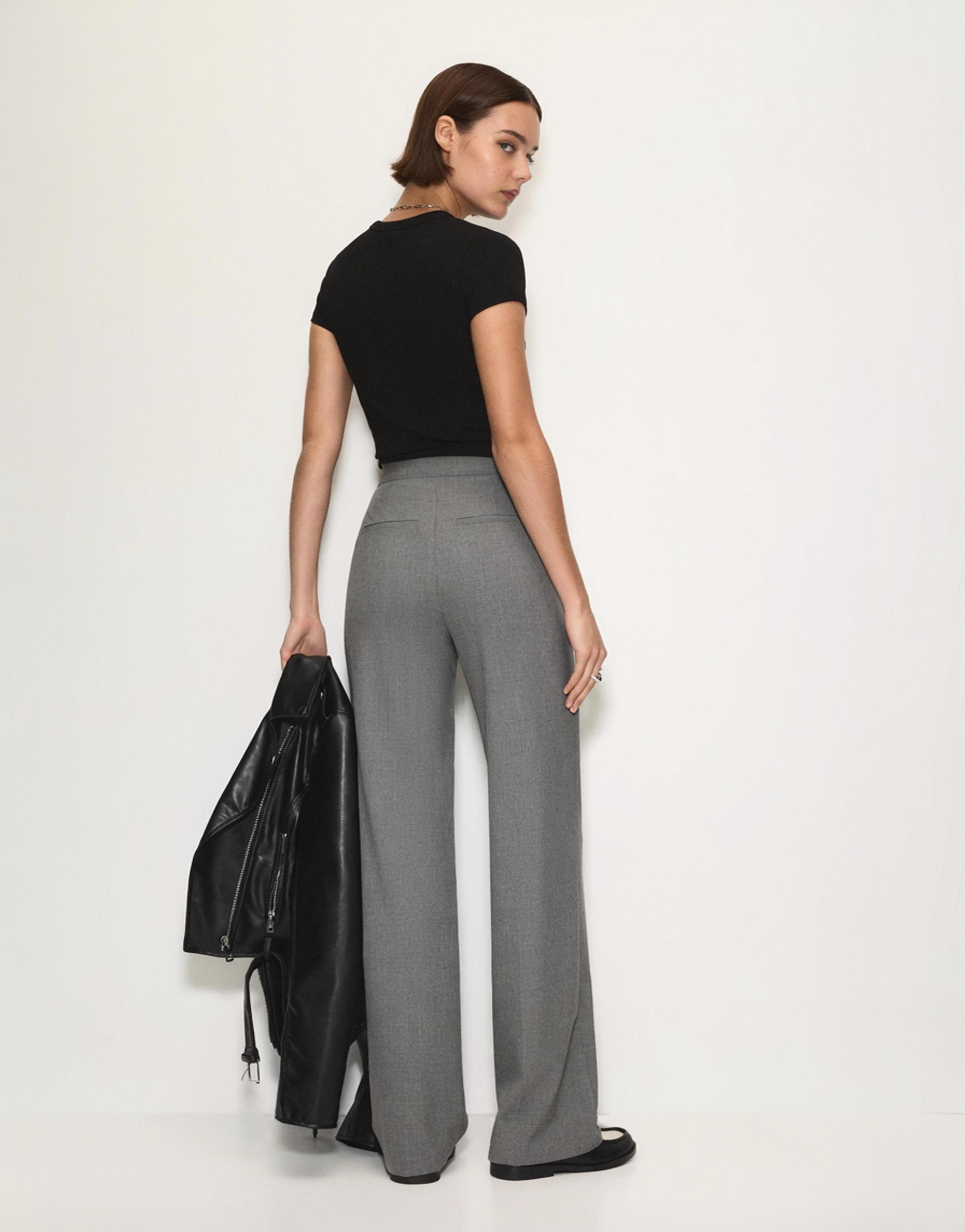 Straight-leg darted trousers — Medium grey