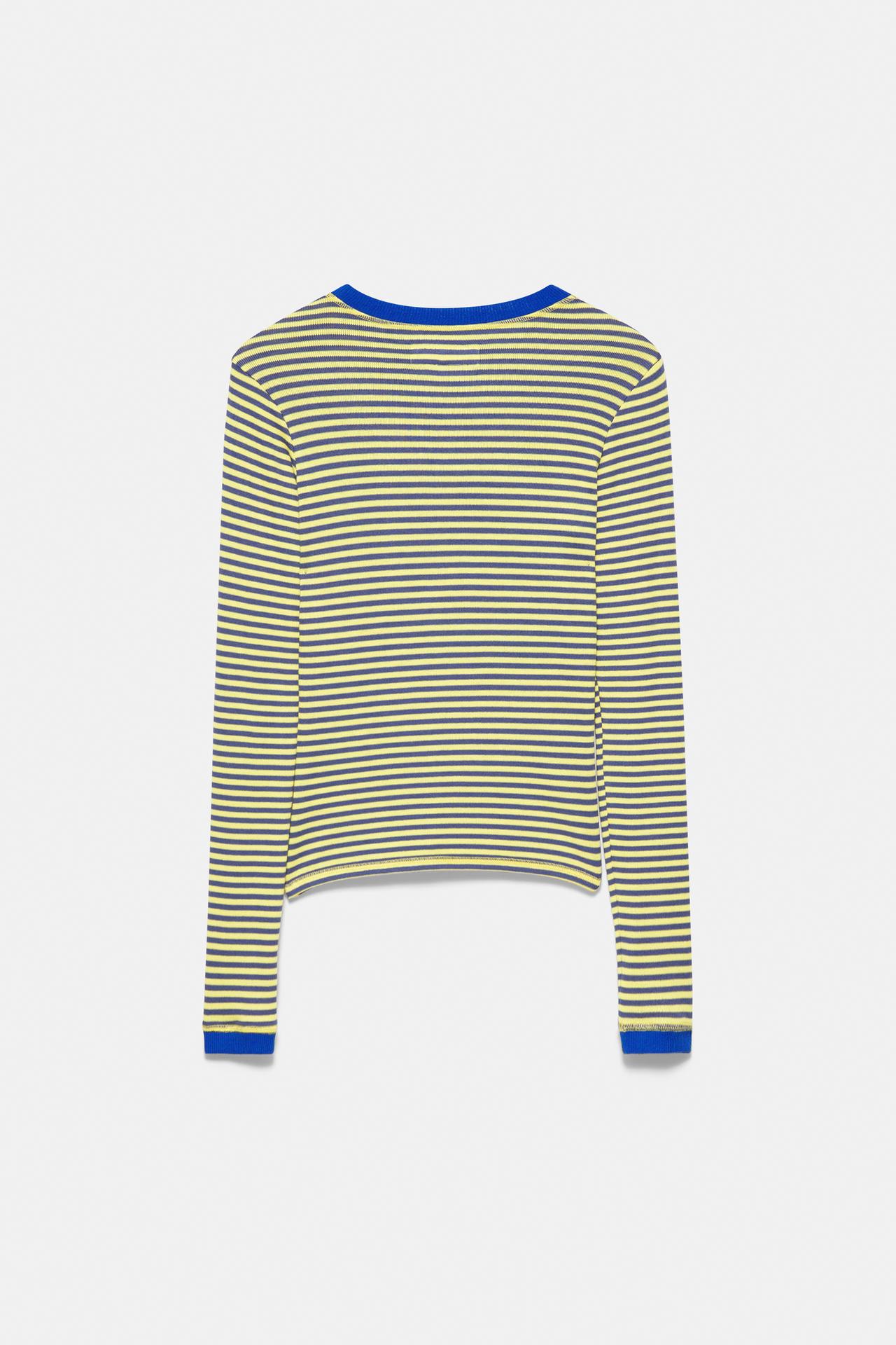 Striped contrast-neck T-shirt — Striped