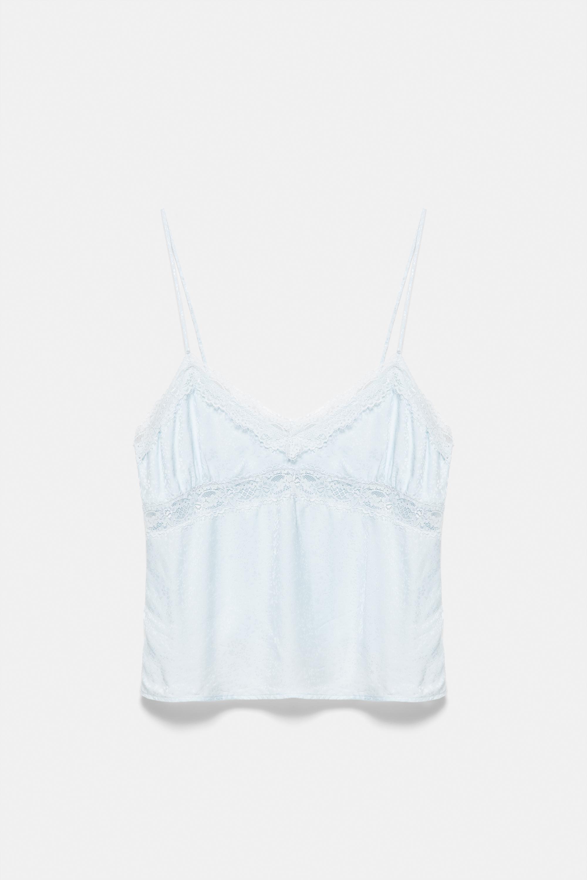 Pull&Bear Dantel detaylı askılı slip top görsel 4