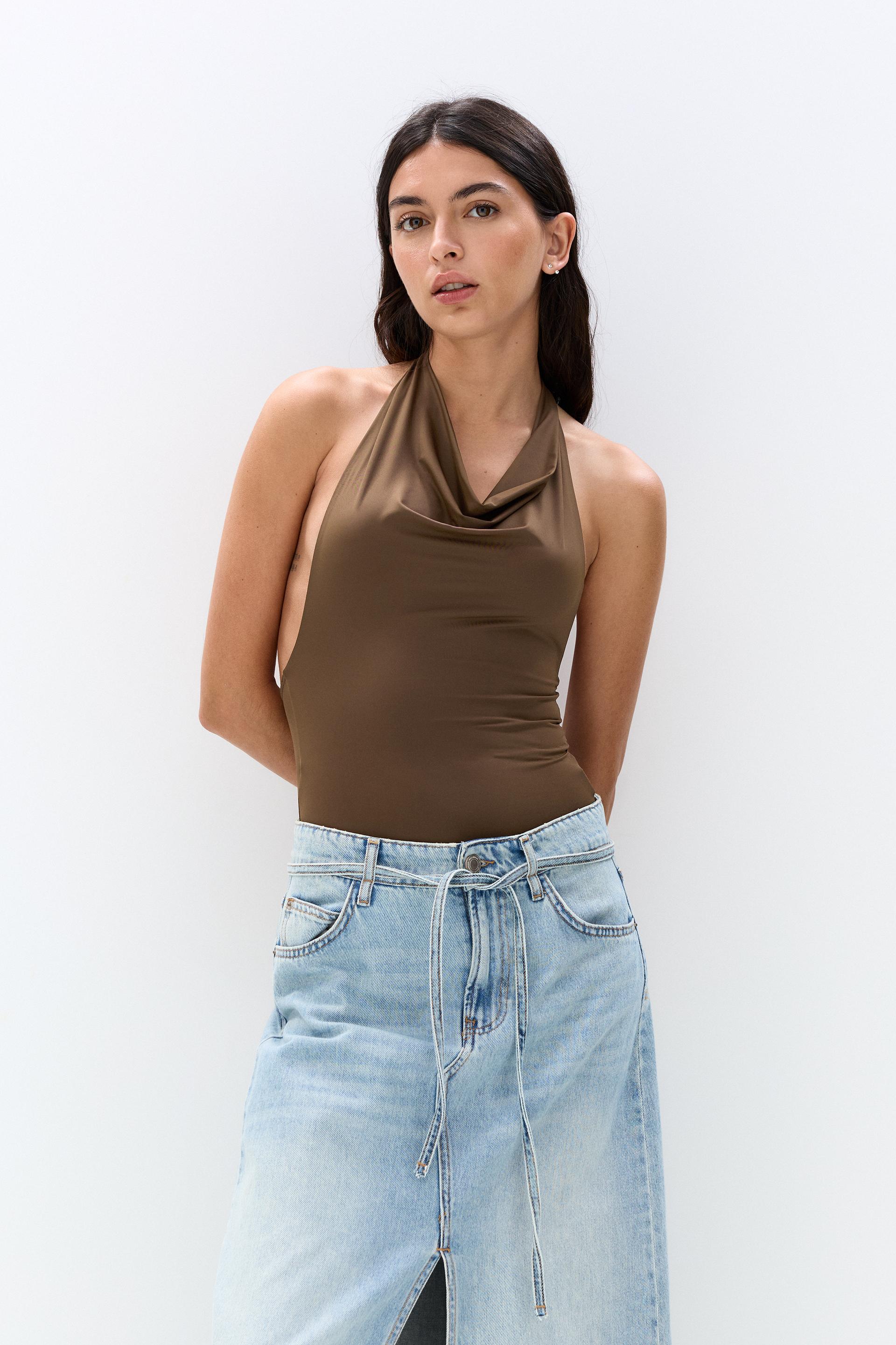 Body Poliammide Scollatura Drappeggiata