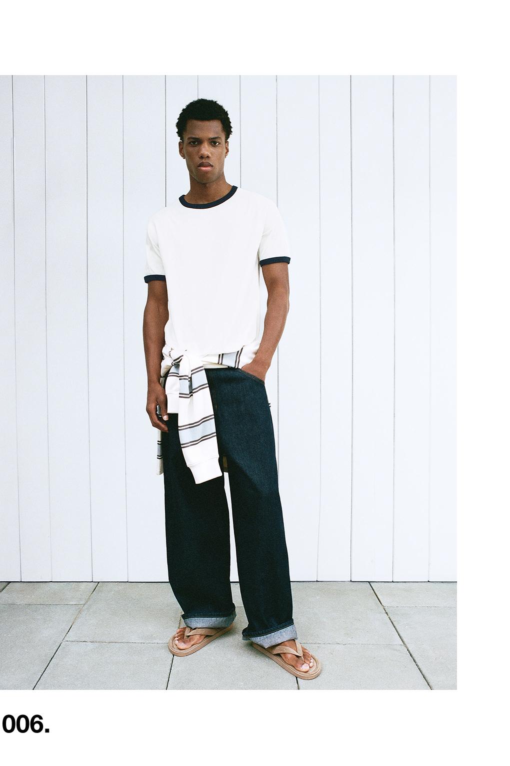 Contrast trim T-shirt — Off white
