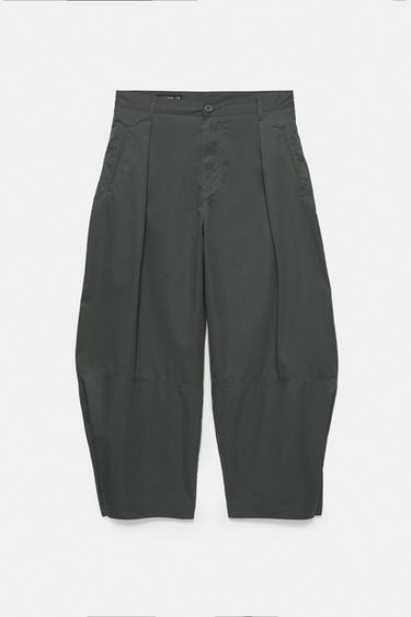 Darted barrel-leg trousers — Bluish green 6