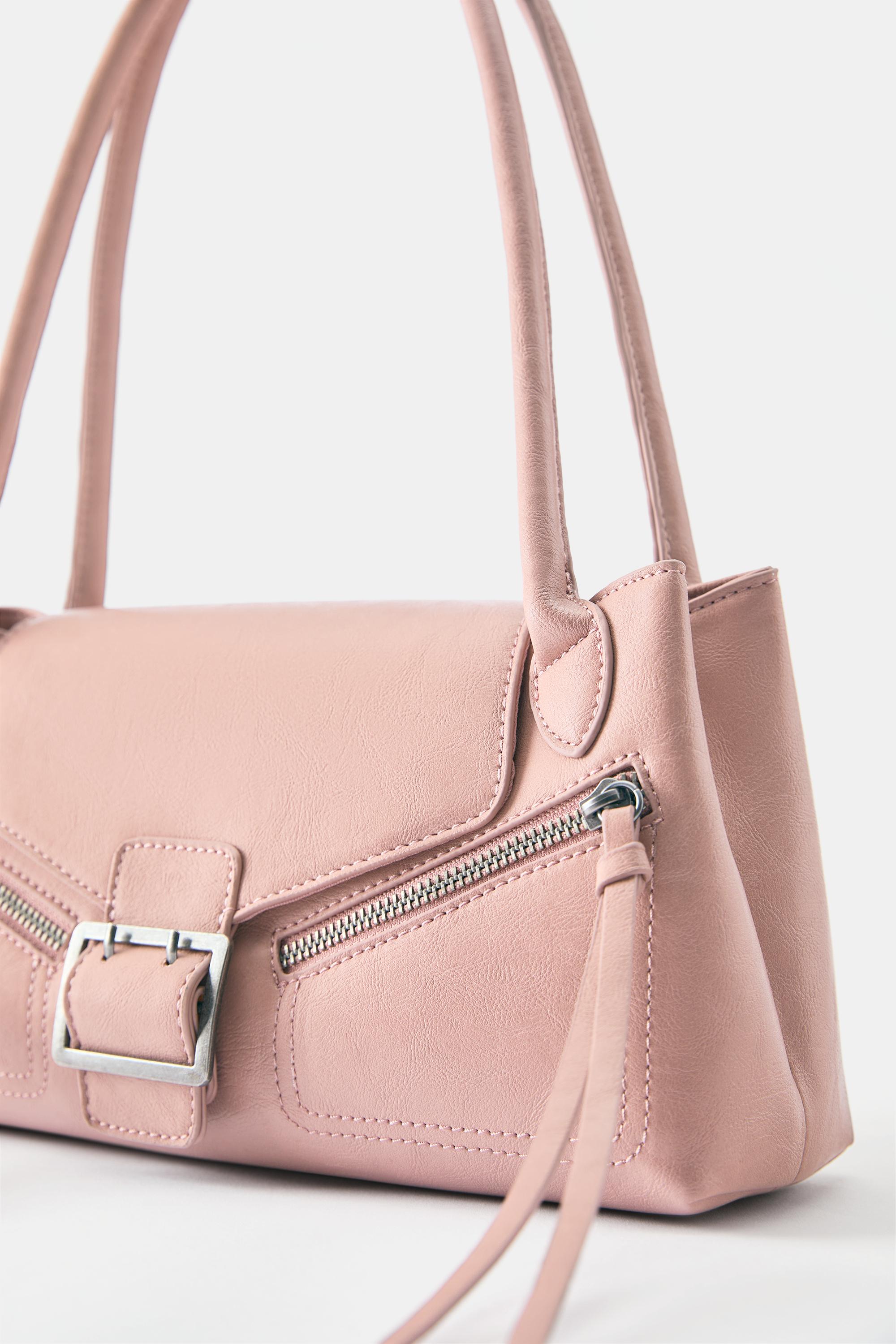 Buckle and zip shoulder bag — Pink