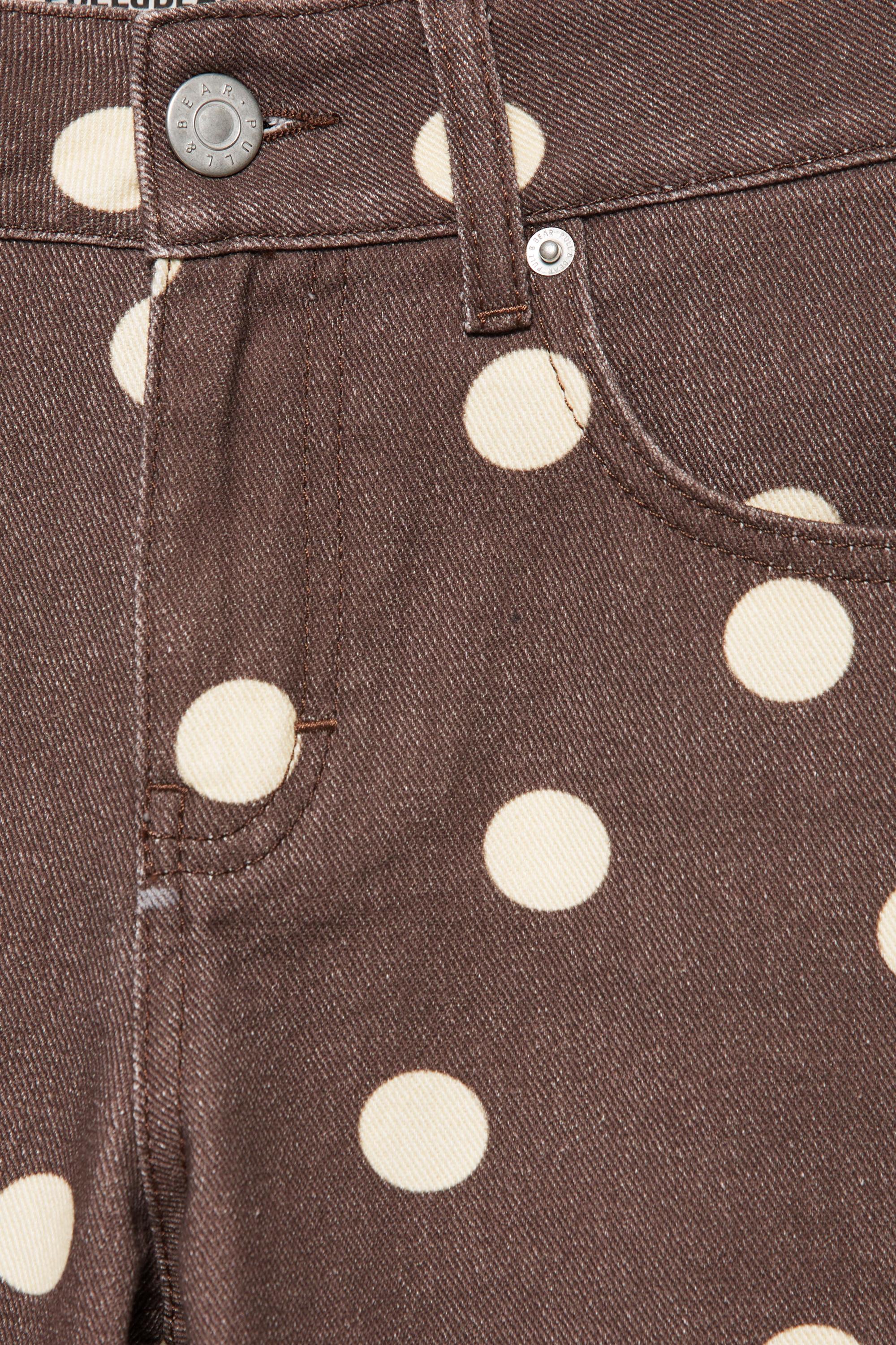 Polka dot straight-leg jeans — Brown