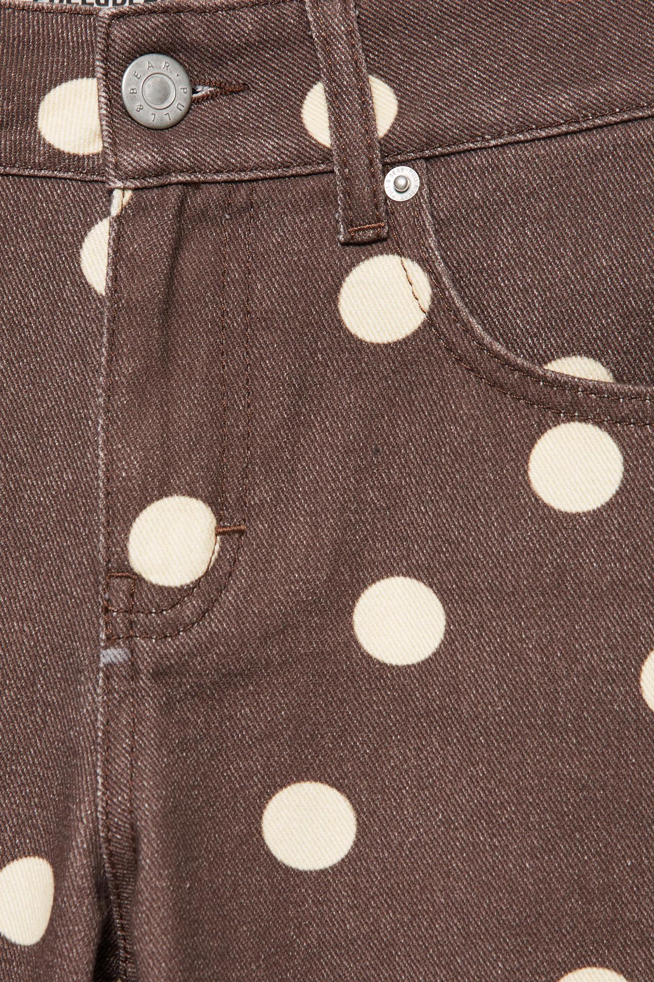 Polka dot straight-leg jeans — Brown
