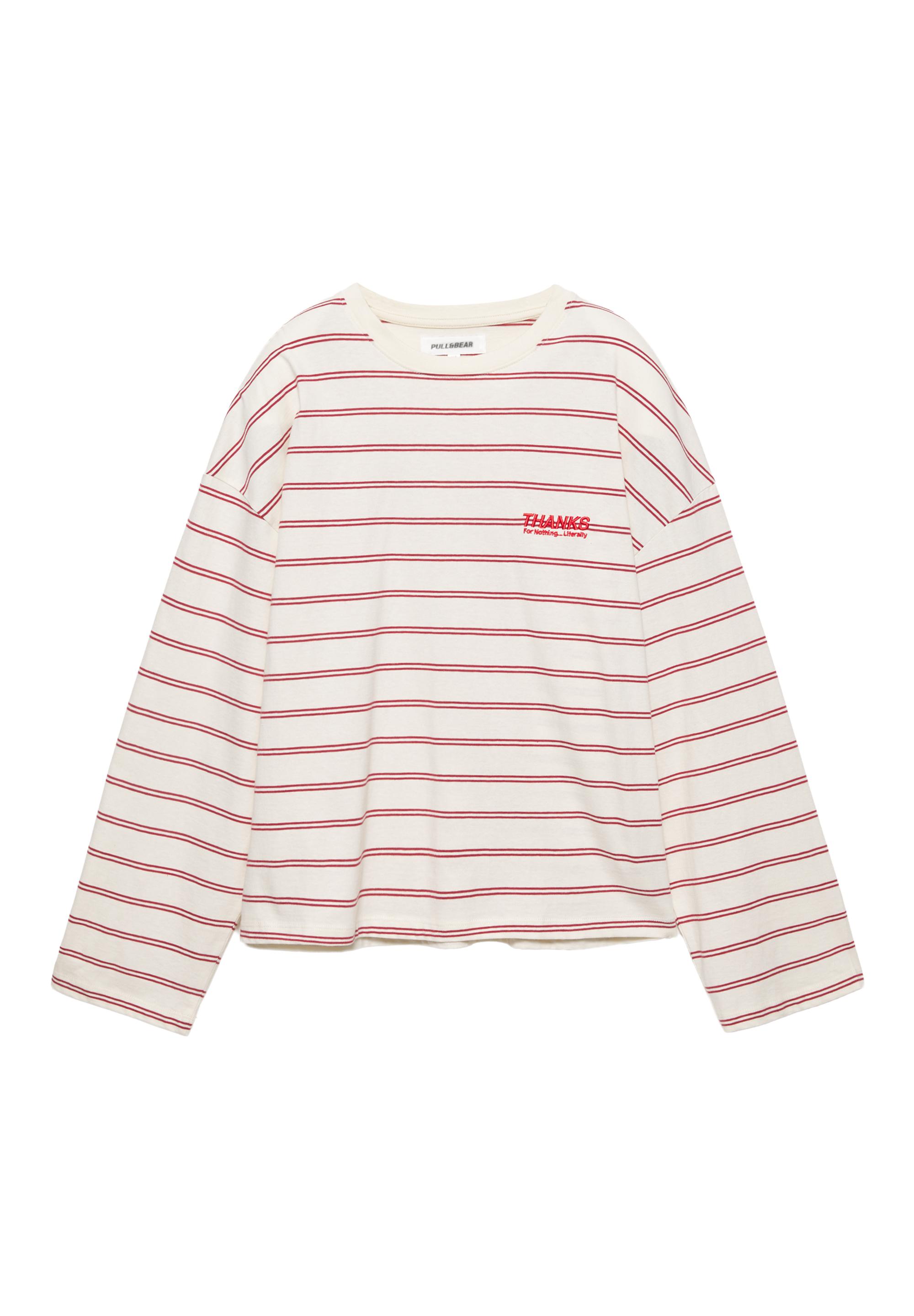 Çizgili ve yazılı t-shirt - Görsel 5