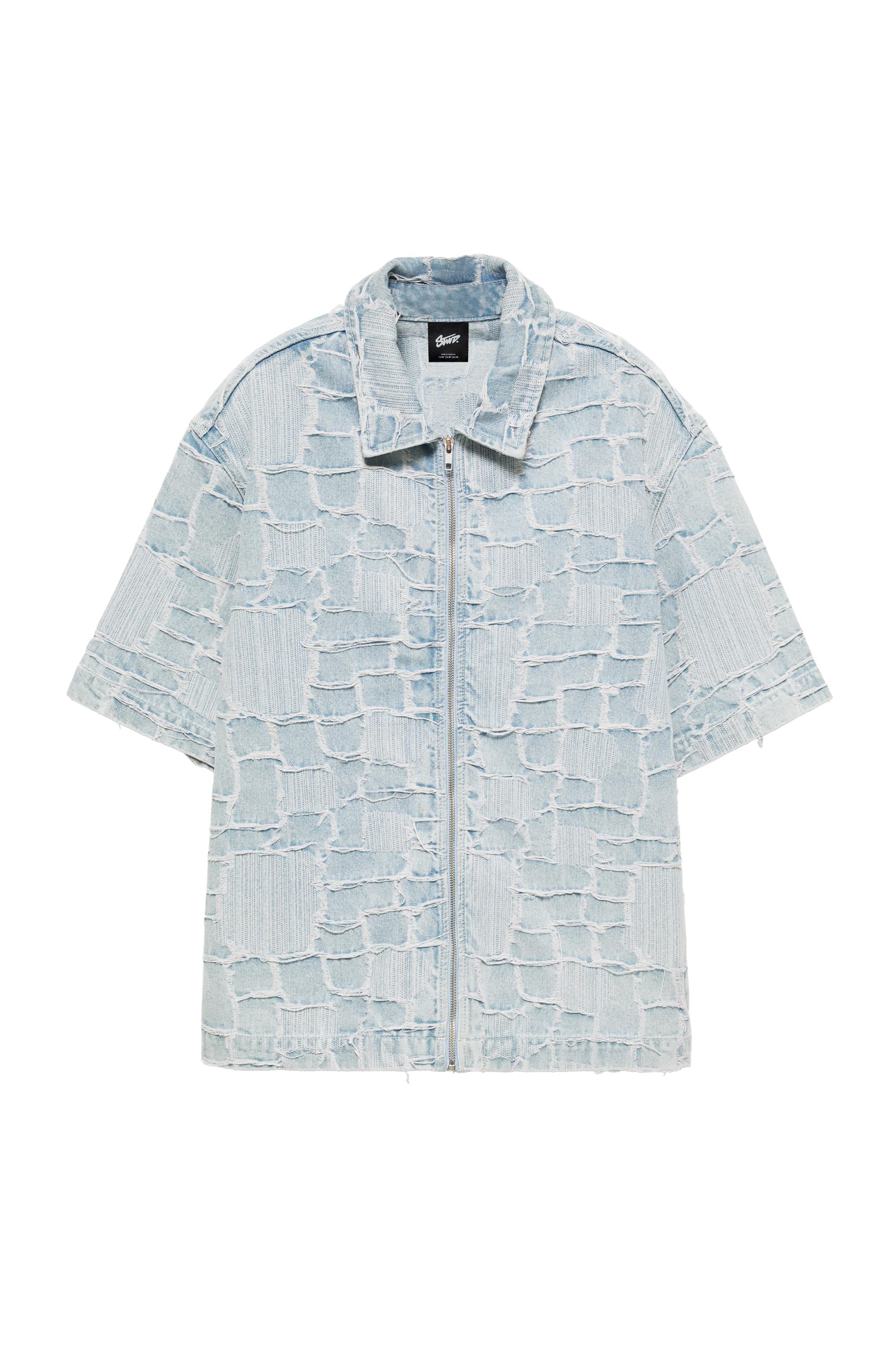 Pull&Bear Jakarlı denim gömlek