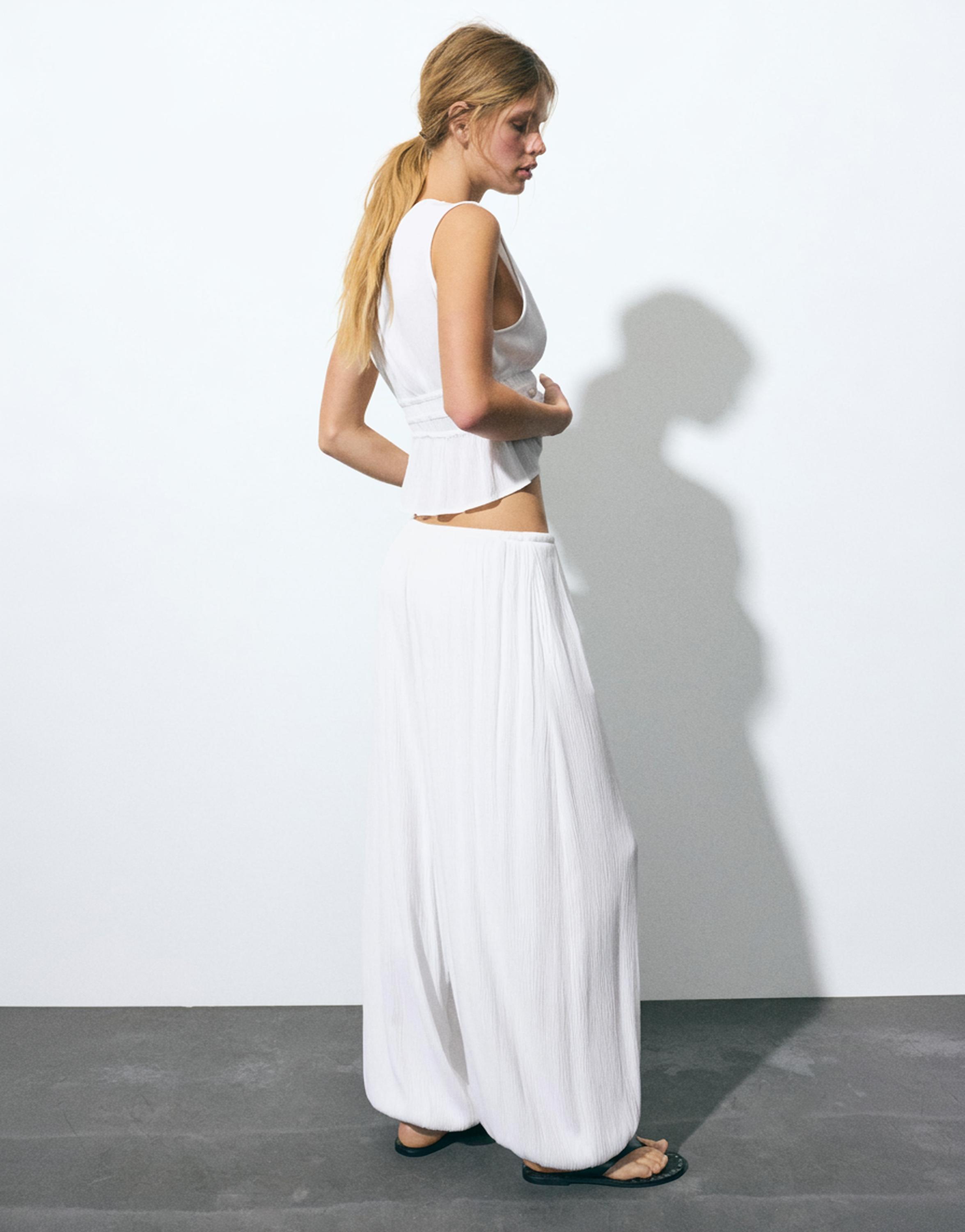 Sarouel crepe trousers — White