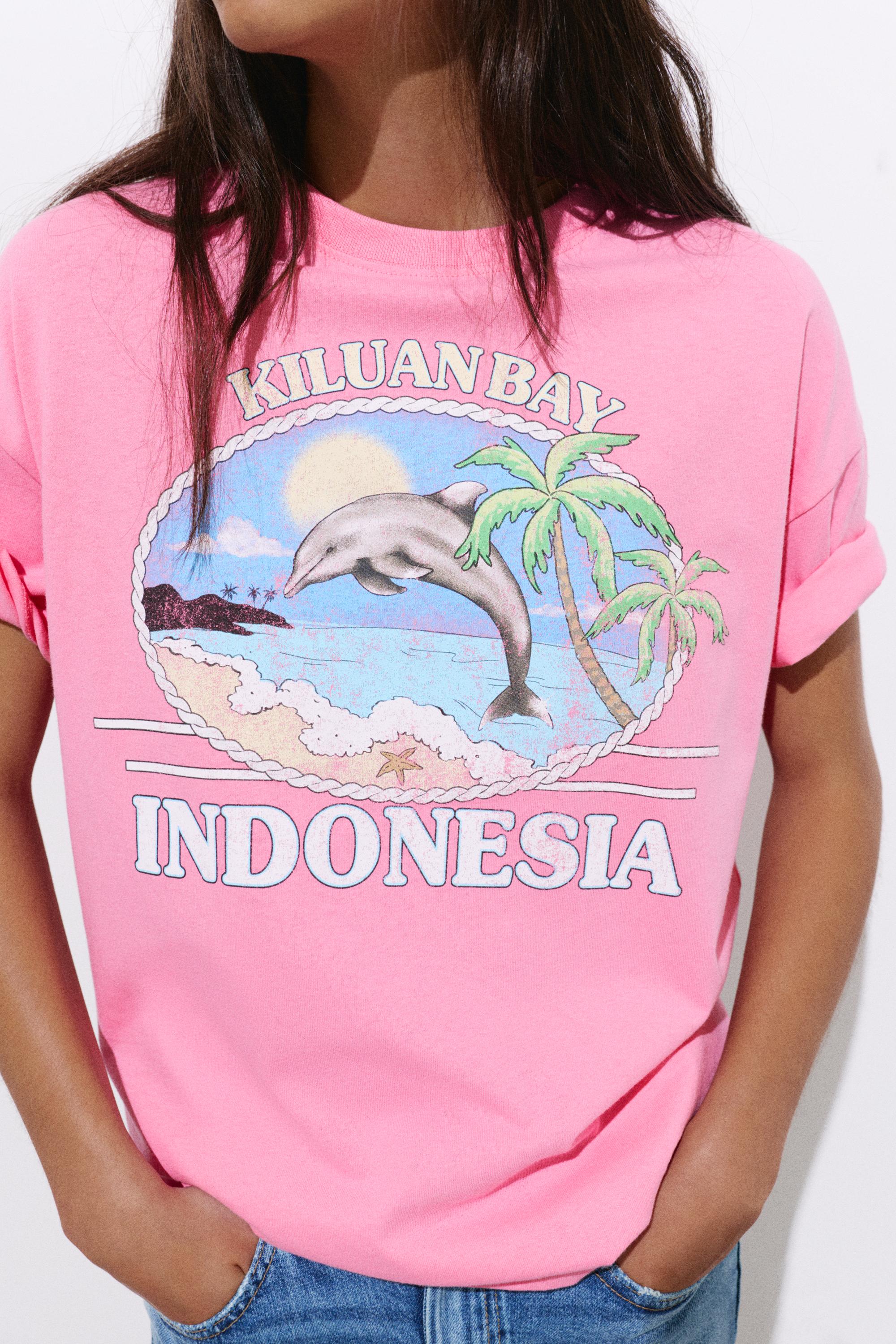 Indonesia dolphin graphic T-shirt — Pink