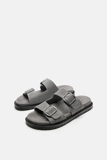 Leather buckle sandals — Grey 3
