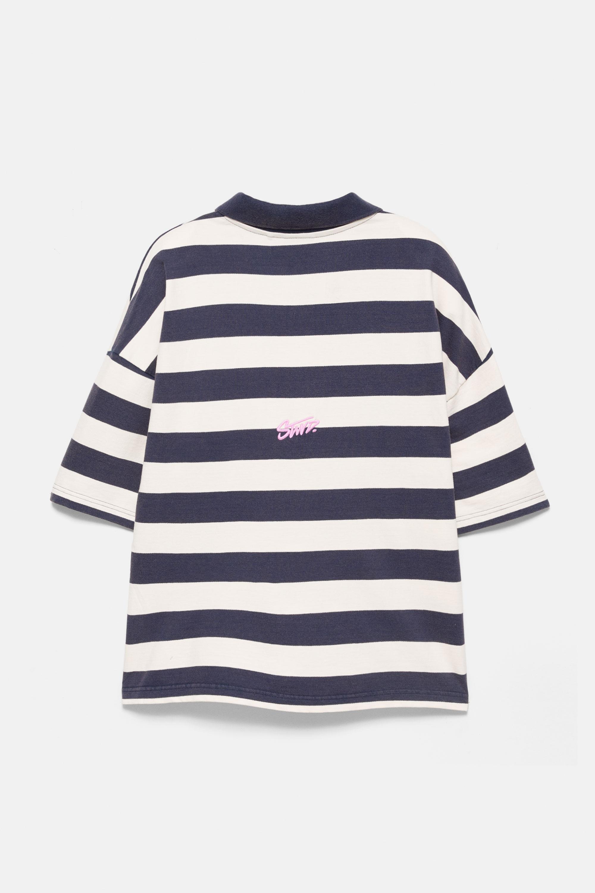 Çizgili boxy polo t-shirt - Görsel 23