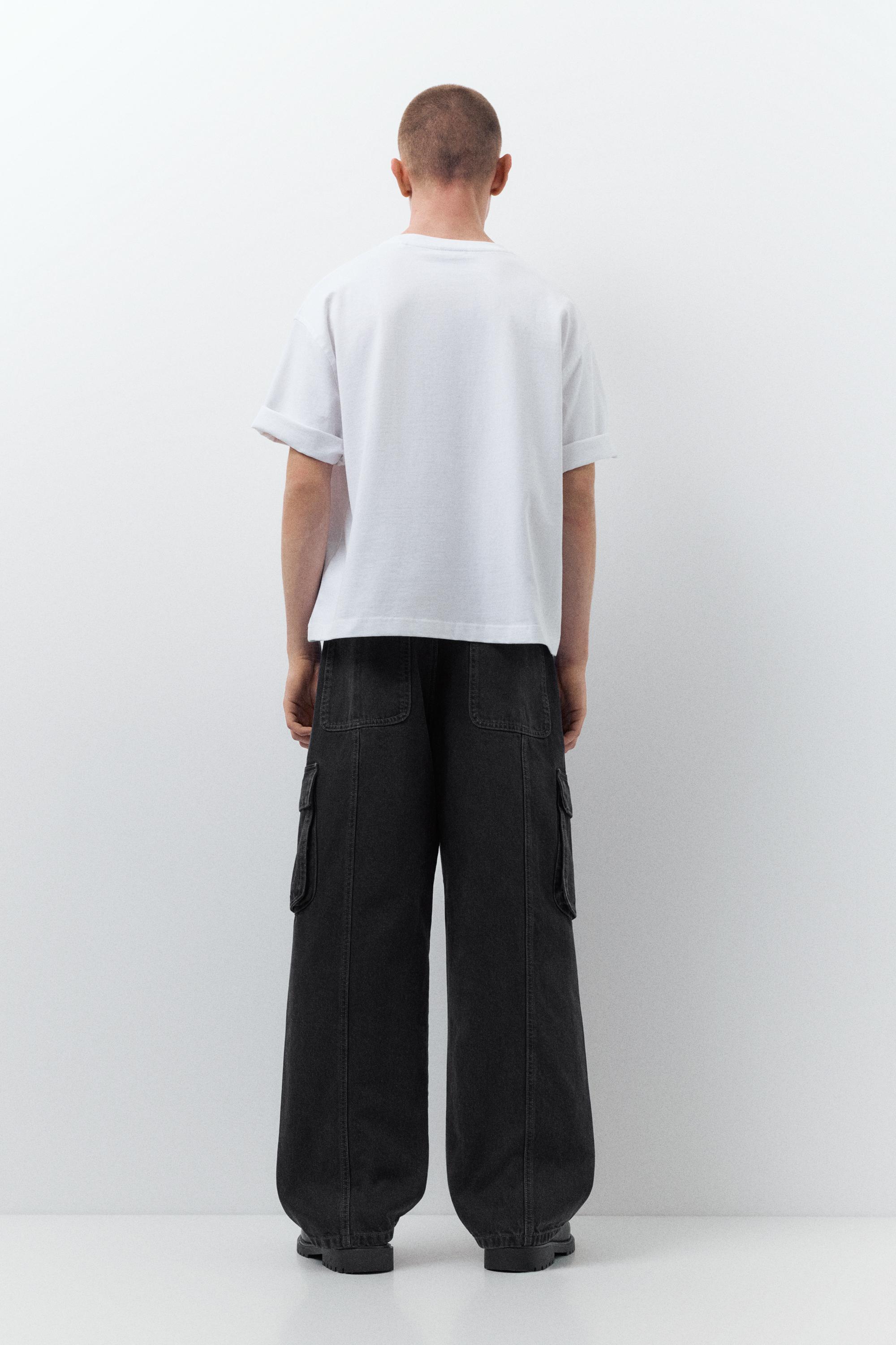 Baggy cargo jeans — Faded black
