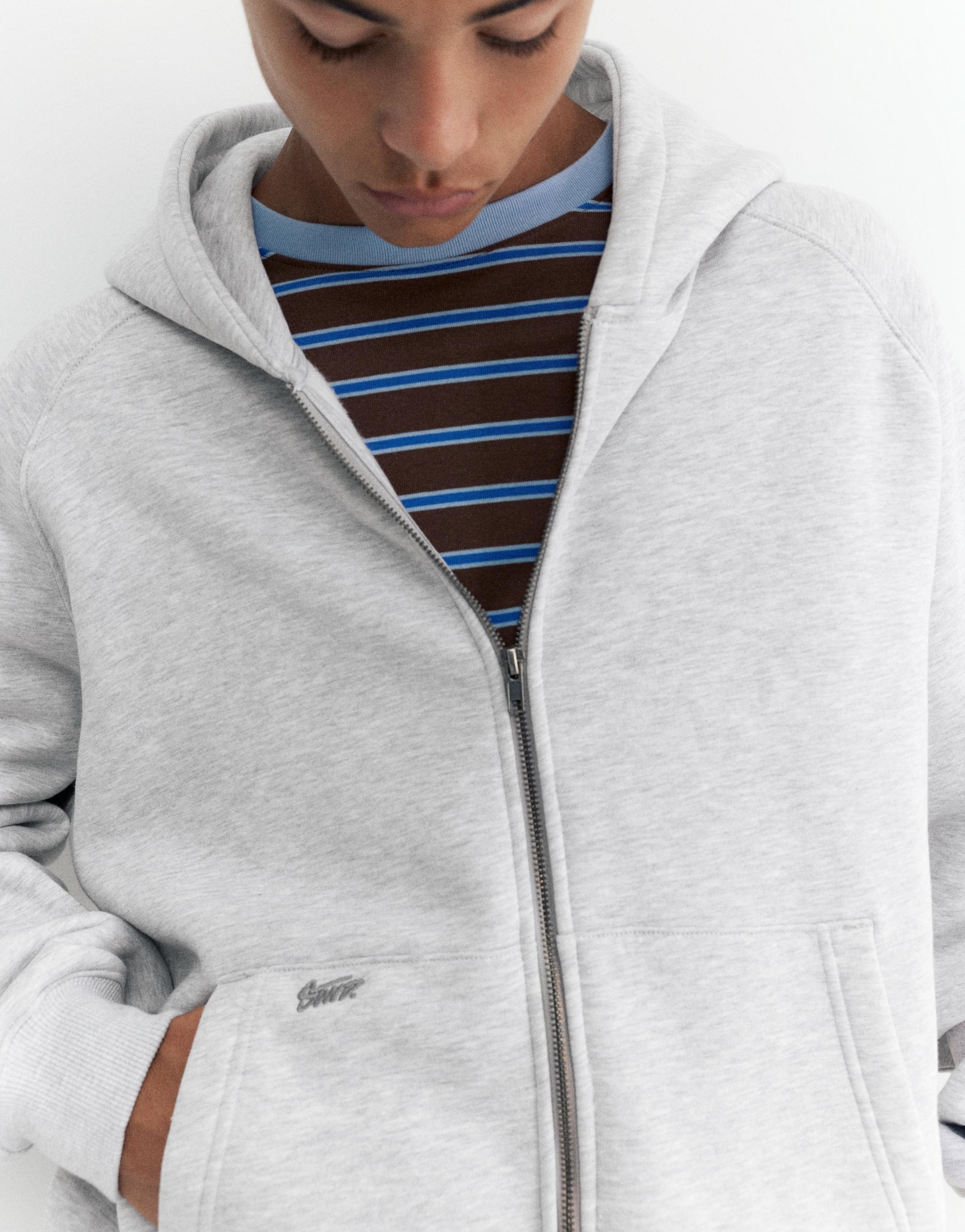STWD zip-up hoodie — Grey marl
