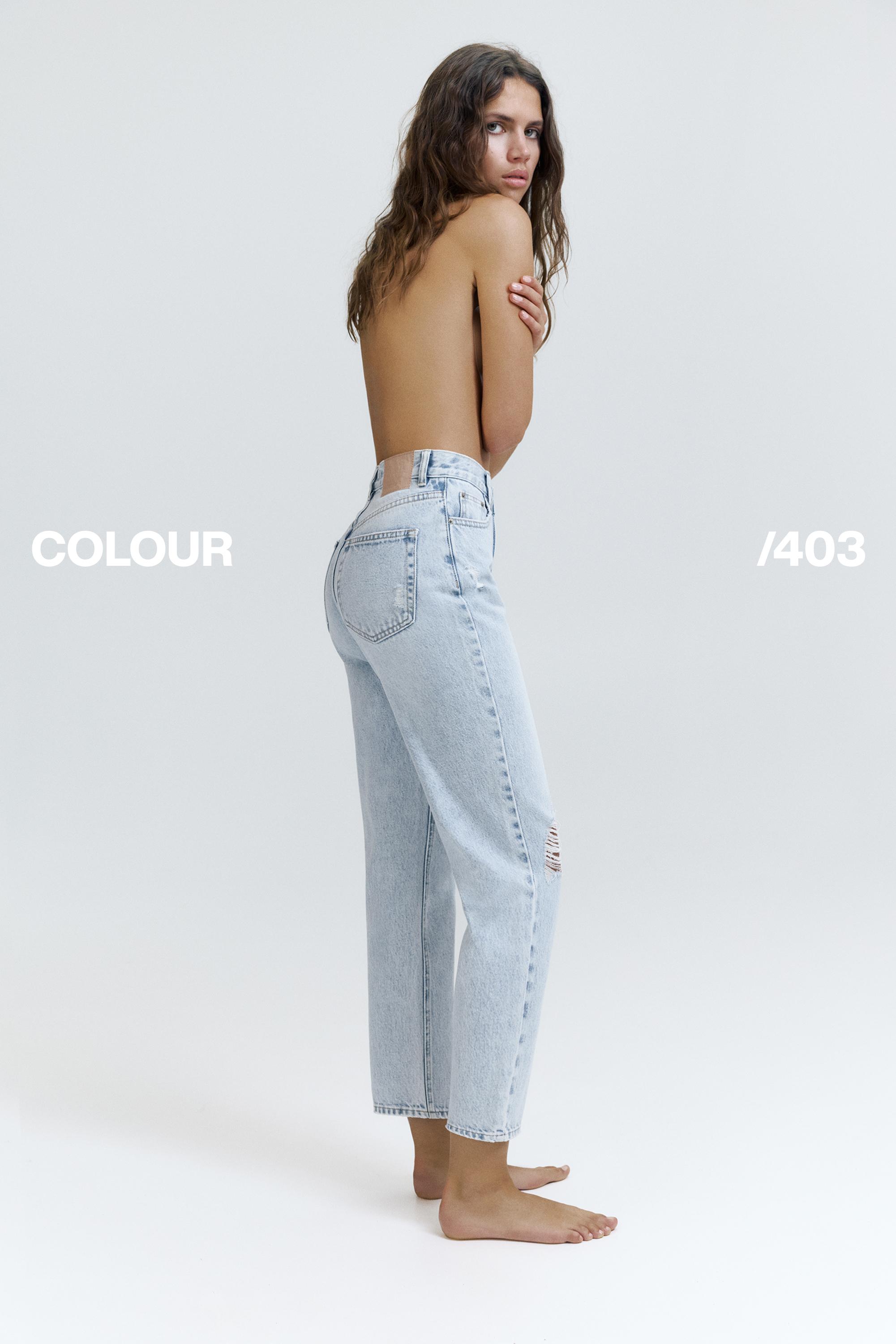 Ripped mom fit jeans — Sky blue