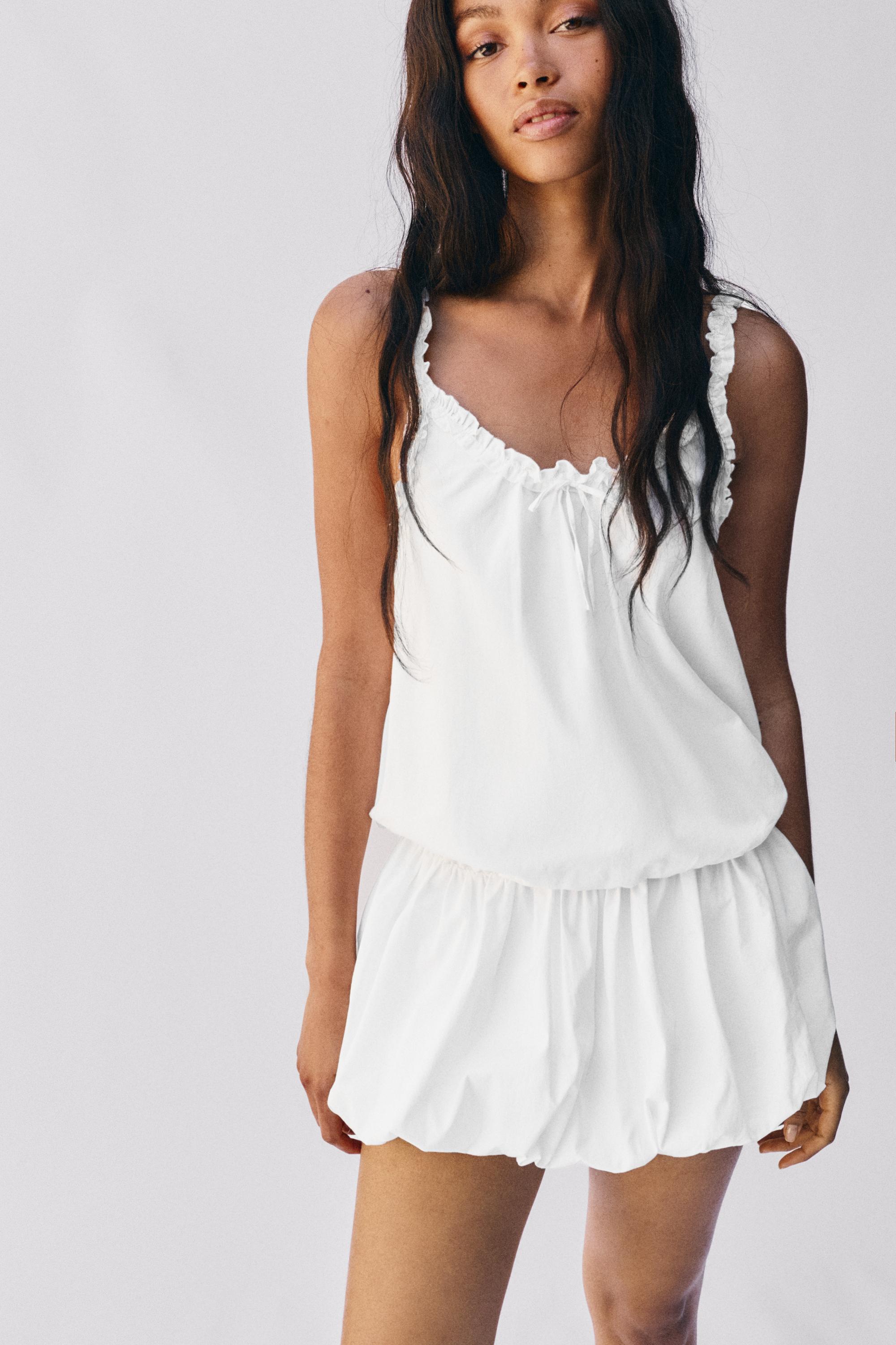White short balloon dress — White