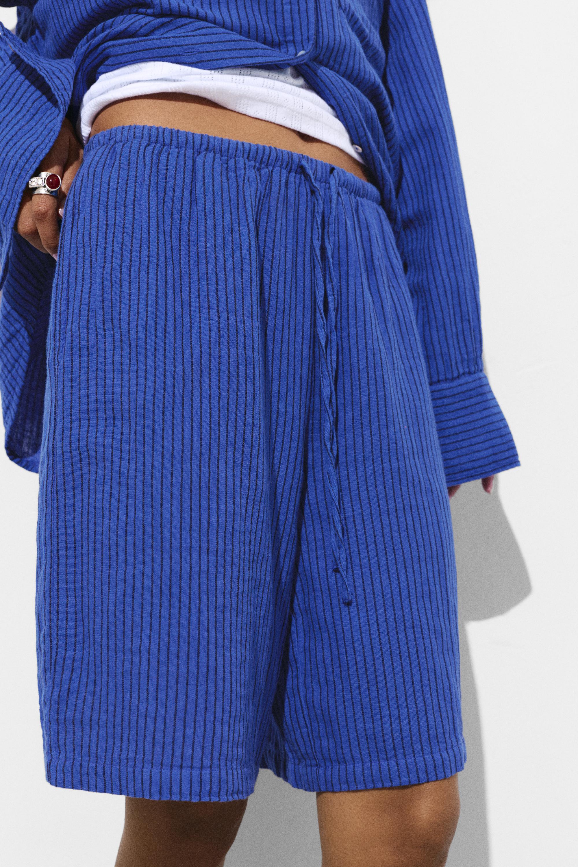 Rustic blue striped Bermuda shorts — Indigo