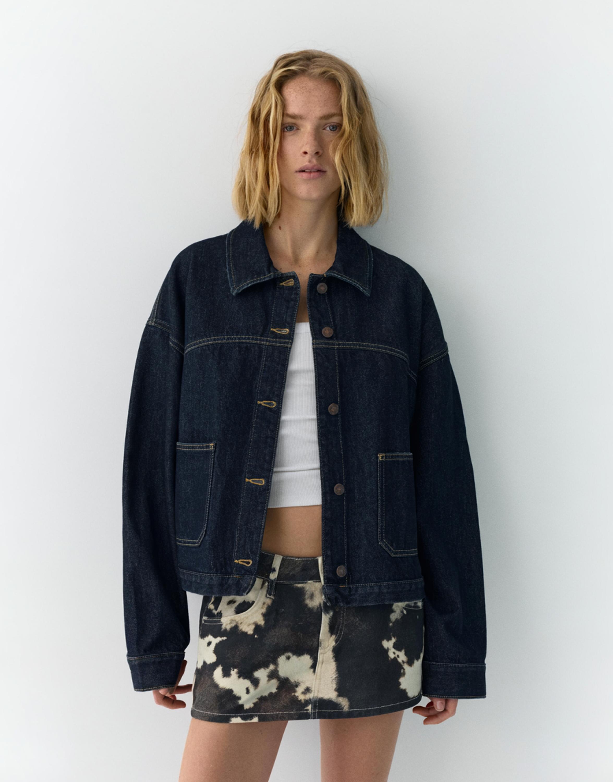 Boxy kesim denim ince ceket - Görsel 40