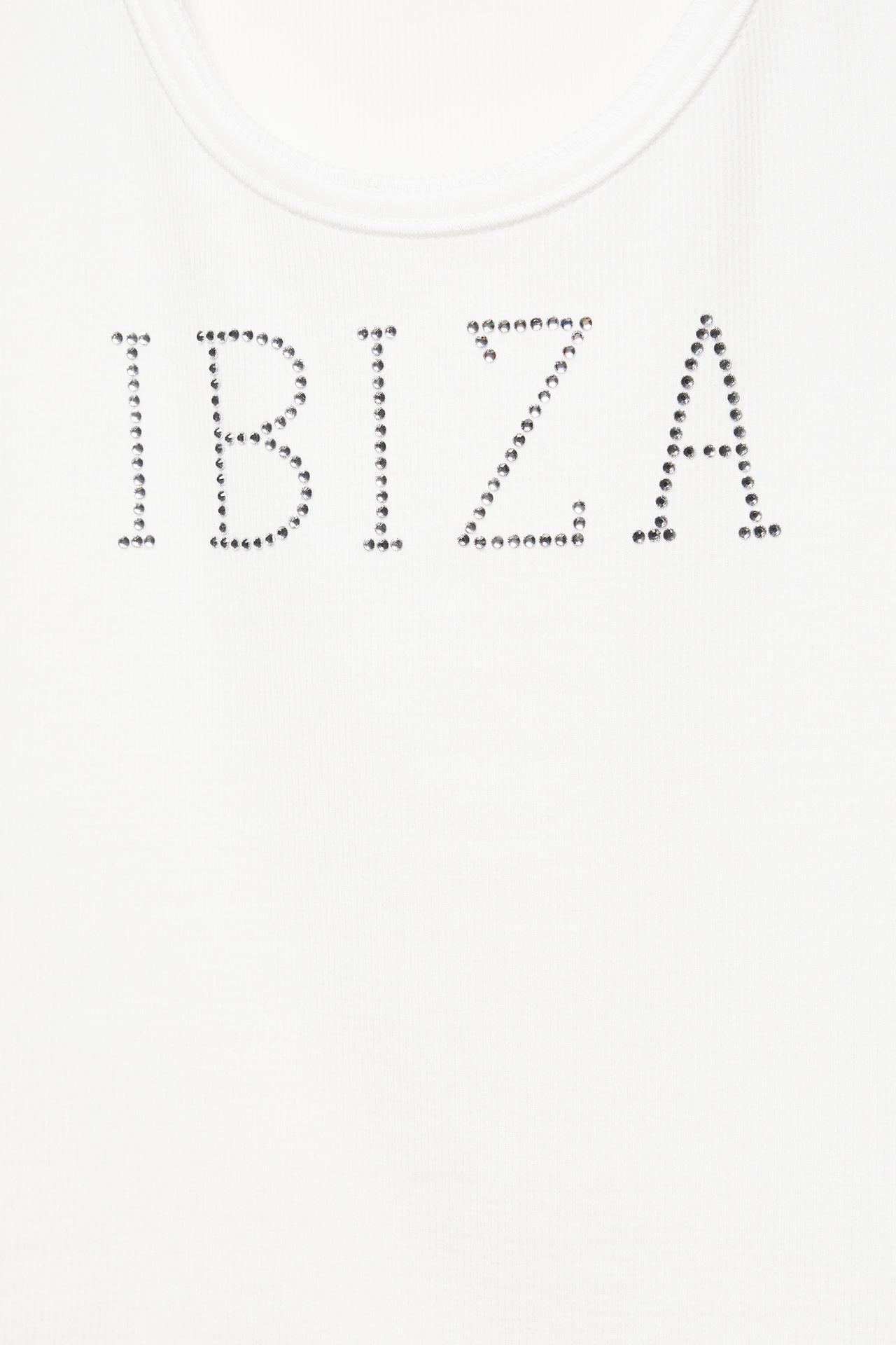 Ibiza rhinestone tank top — Ice