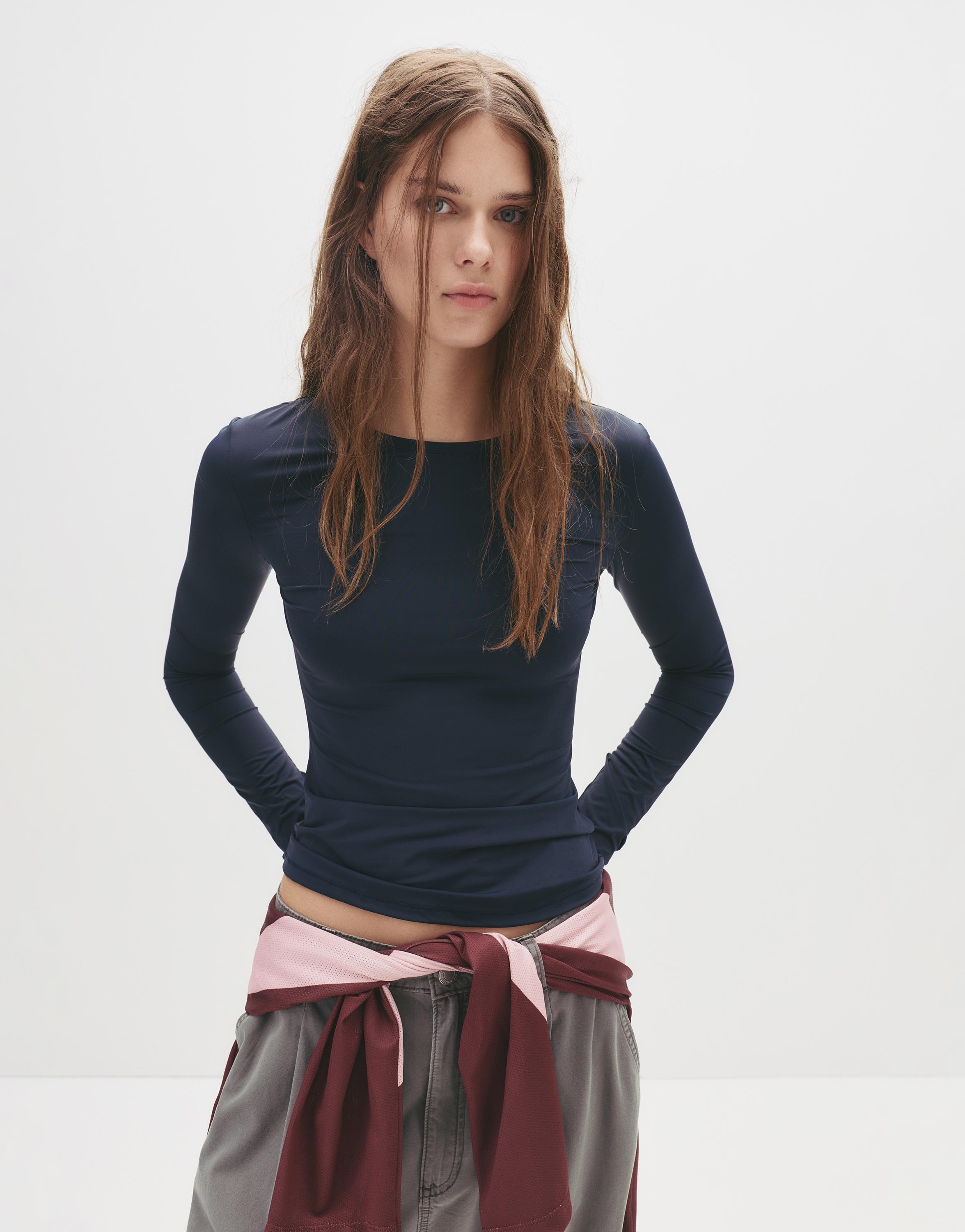 Fitted polyamide T-shirt — Navy