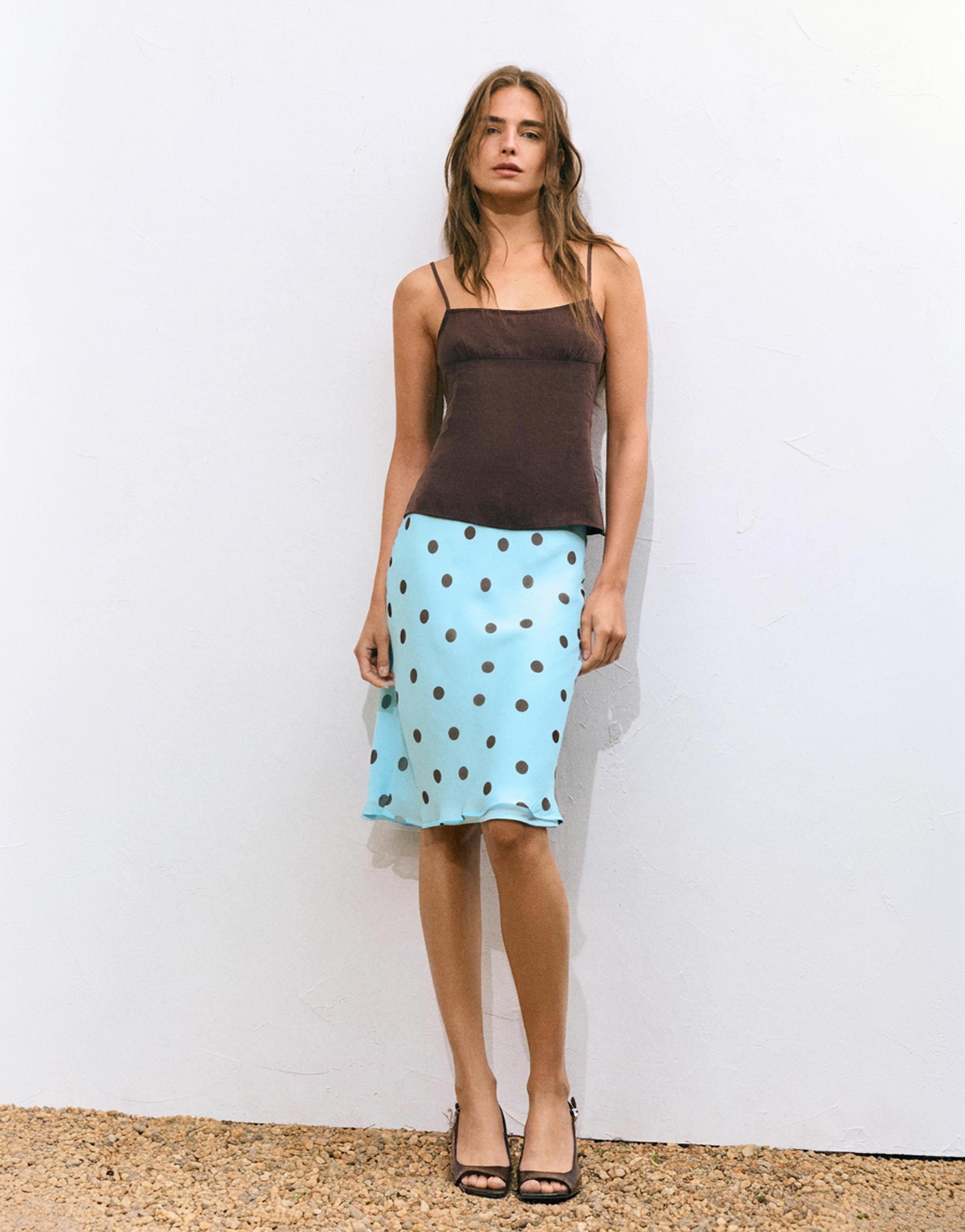 Polka dot midi skirt — Pale turquoise