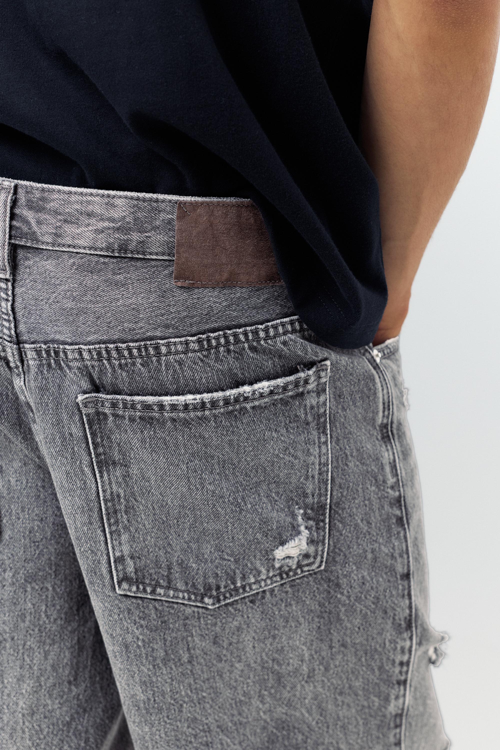 Straight-leg denim Bermuda shorts — Dark grey