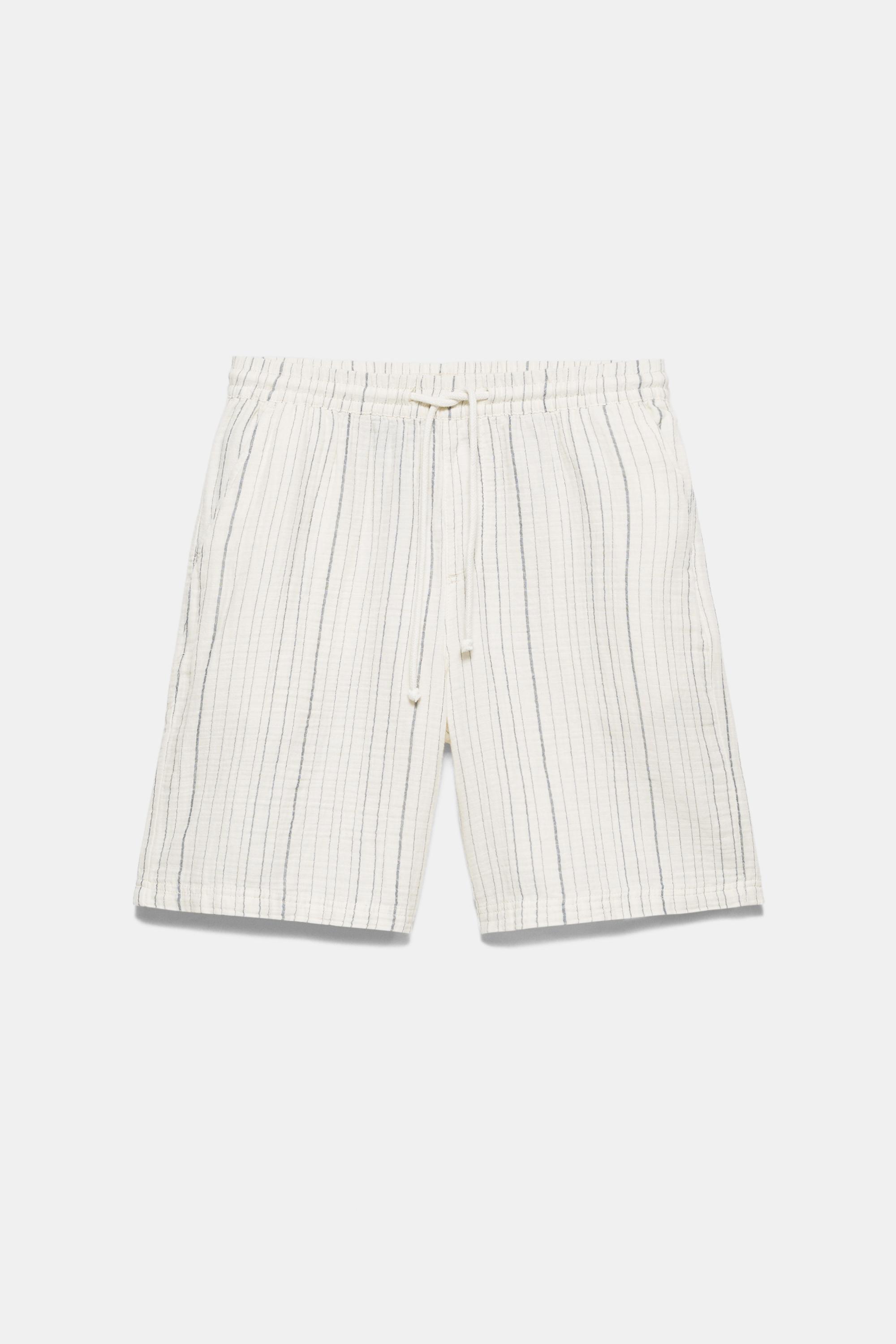 Striped jogger Bermuda shorts — White/Navy