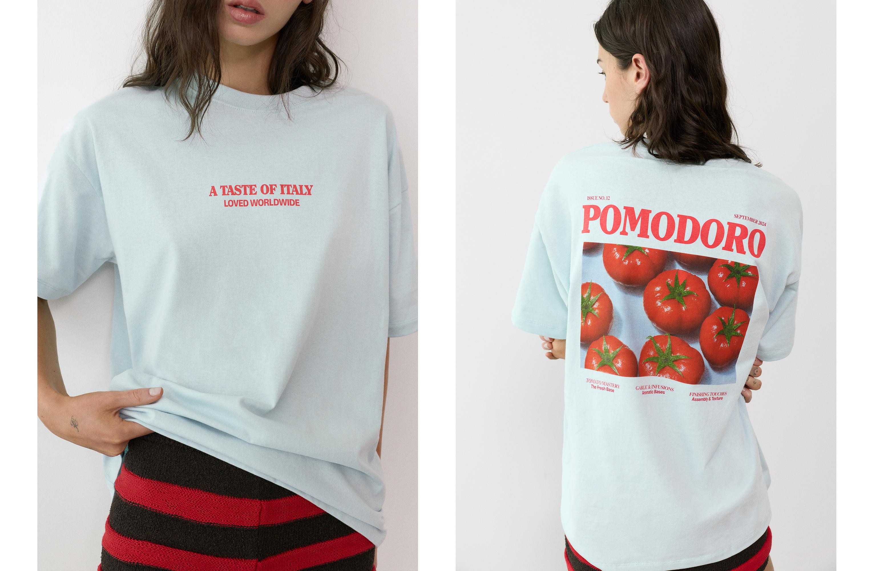 Oversize tomato graphic T-shirt — Pale turquoise
