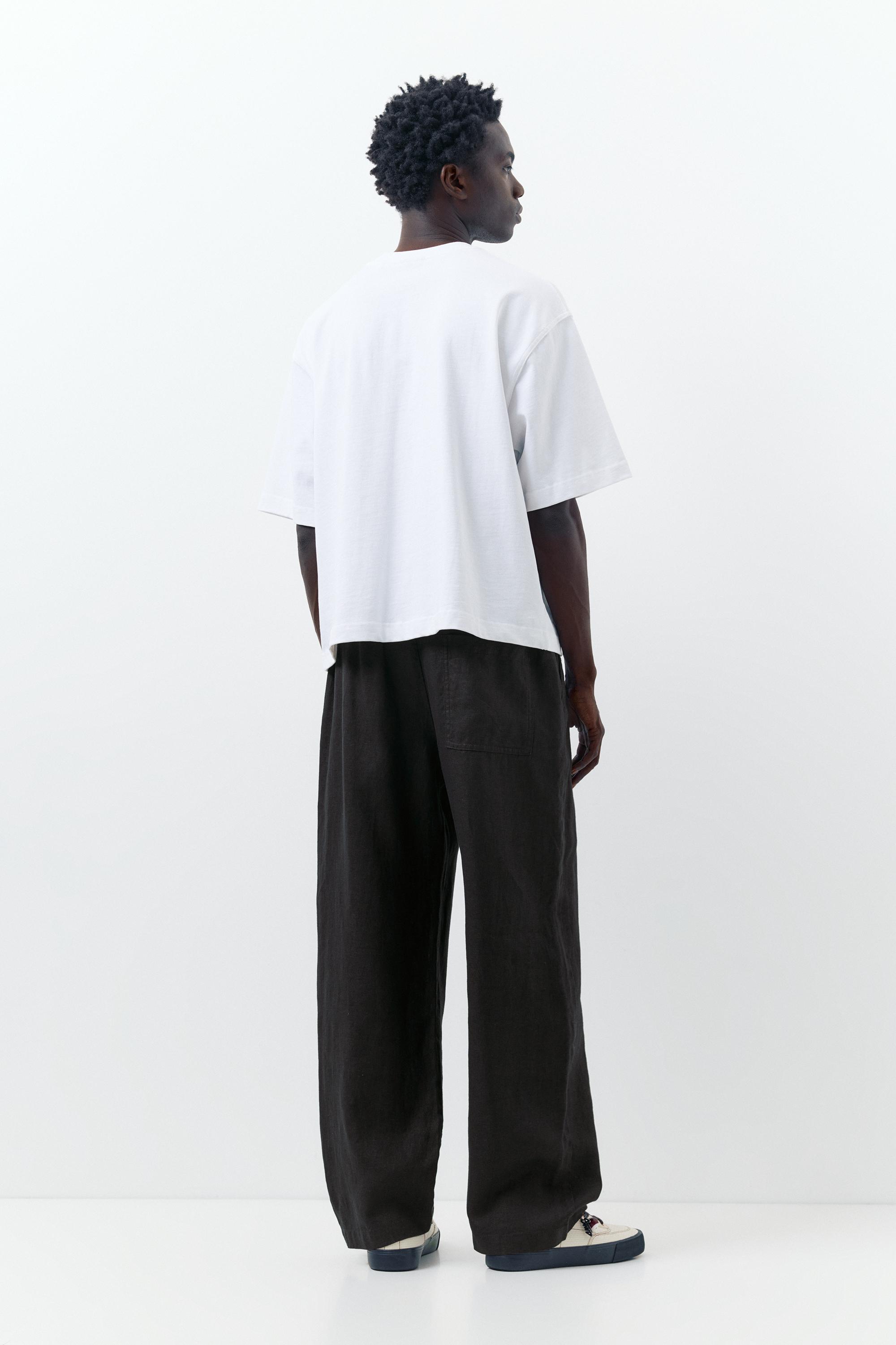 100% linen jogger trousers — Black
