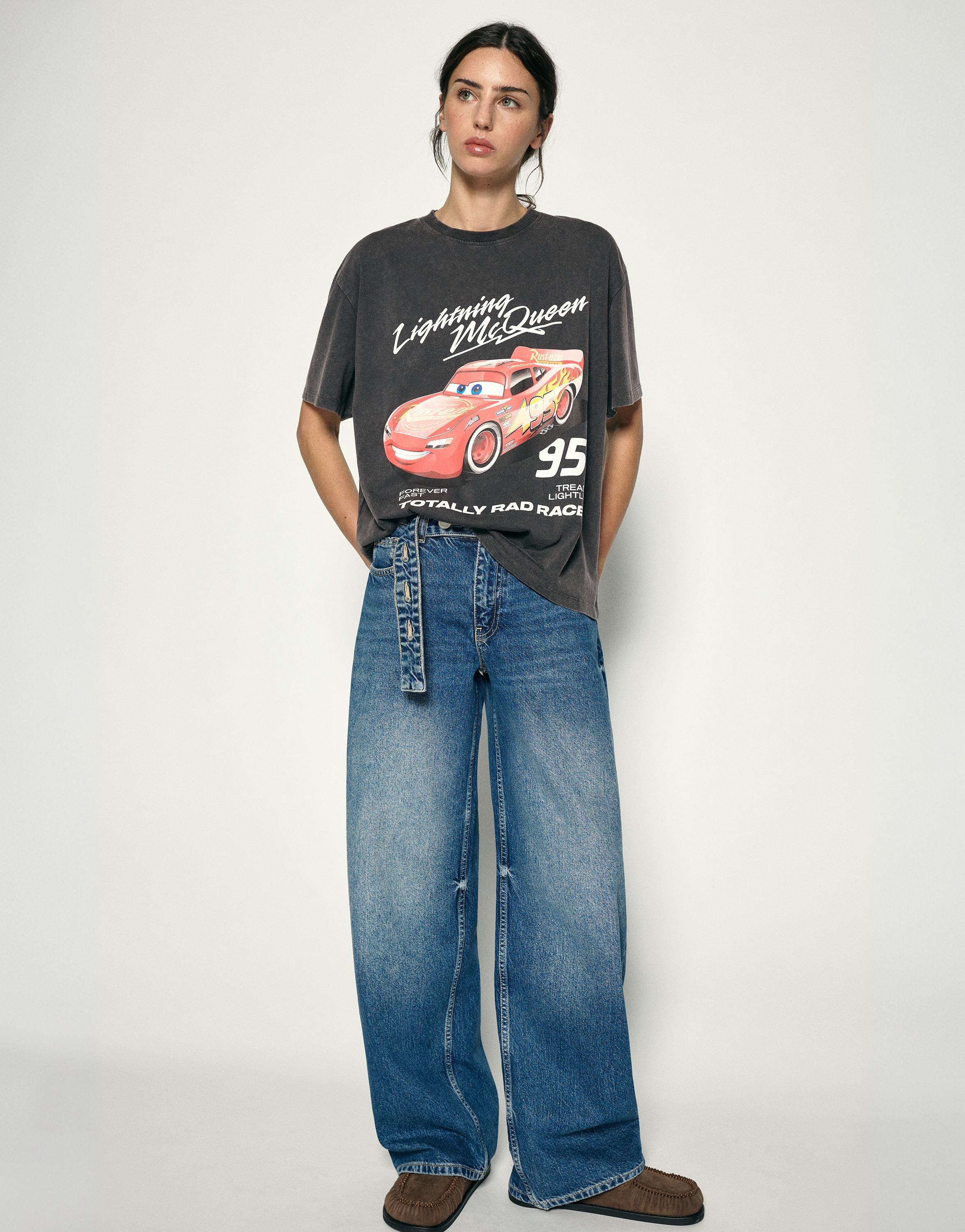 Lightning McQueen oversize T-shirt — Faded black