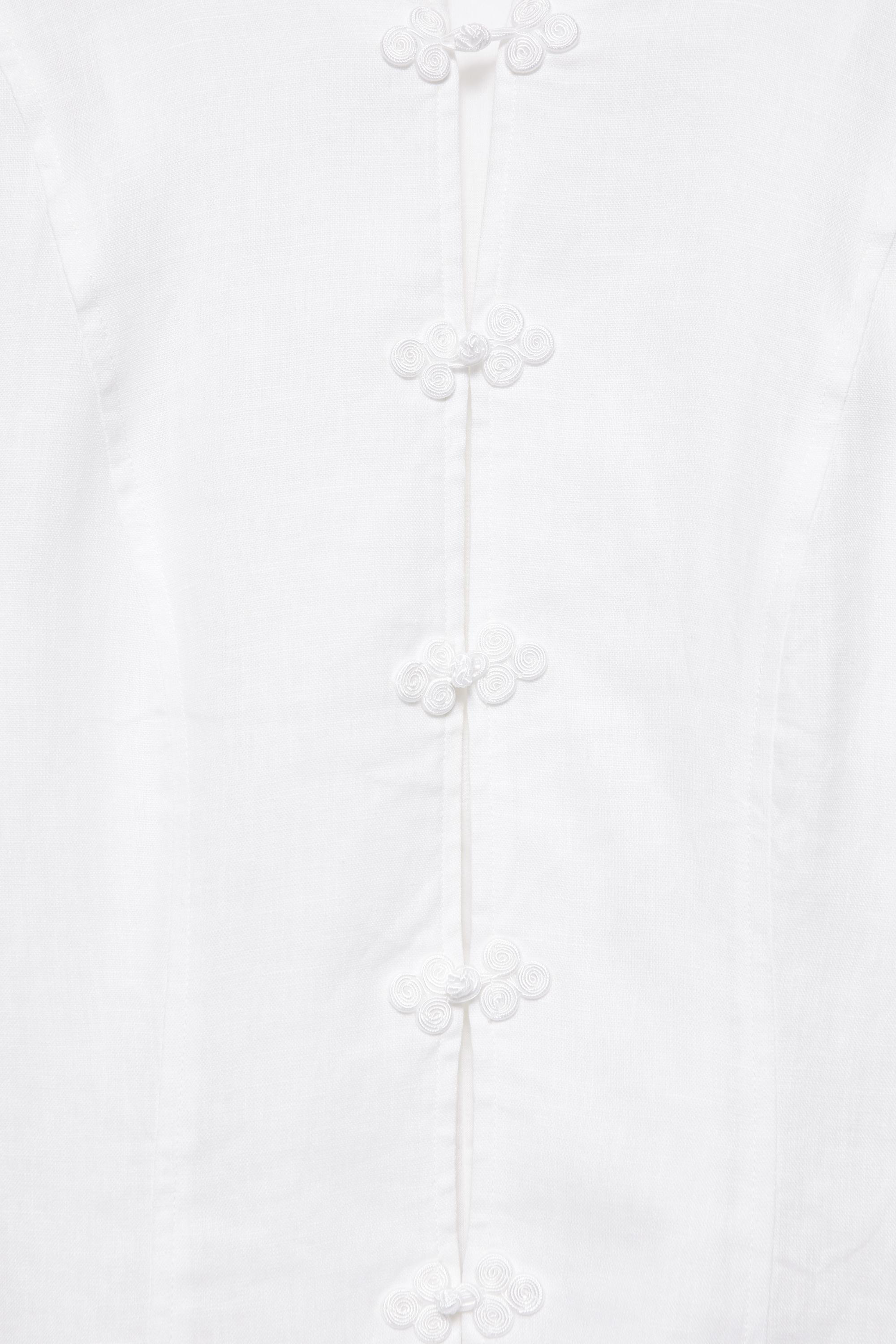 100% linen toggle jacket — White