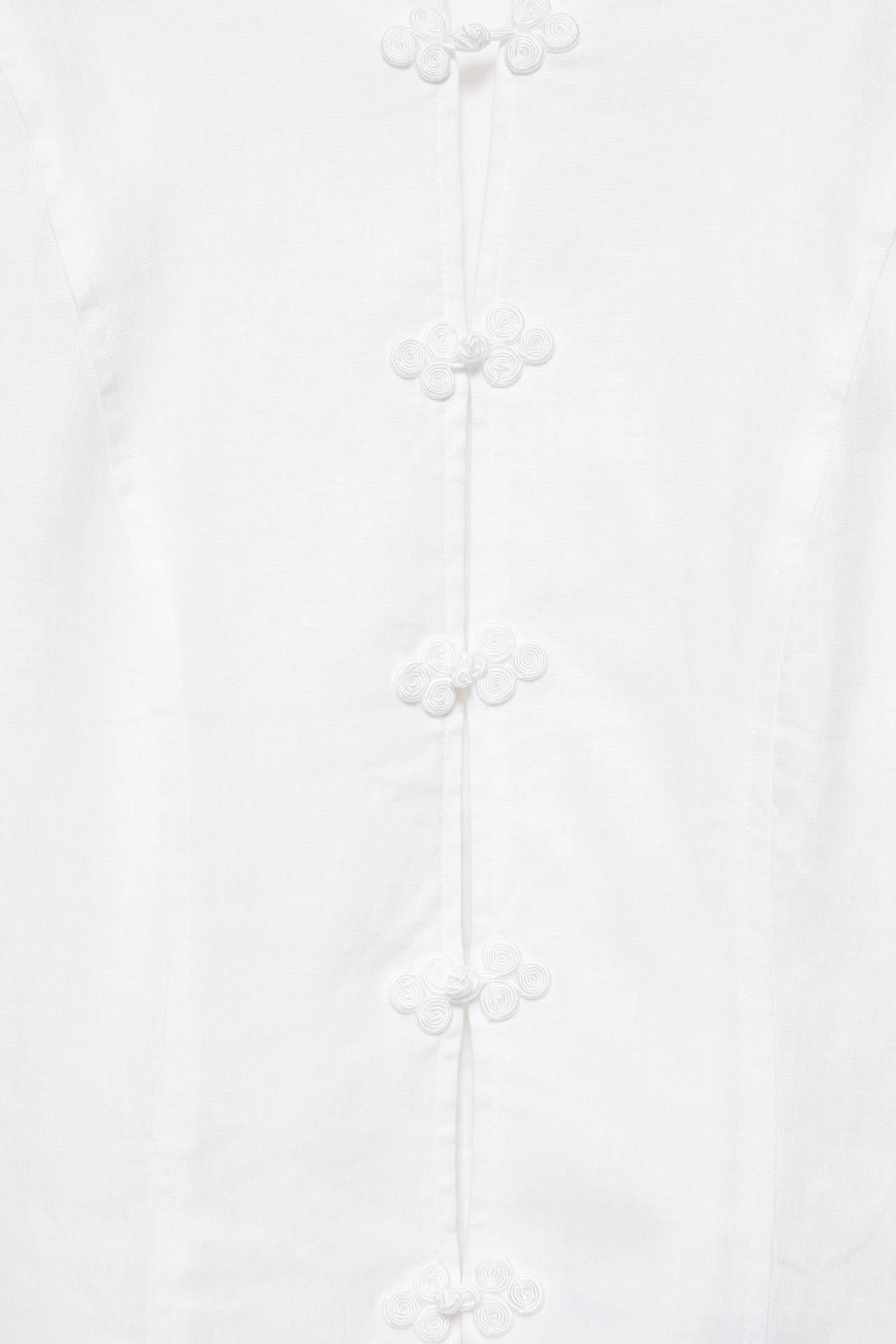 100% linen frog fastening jacket — White
