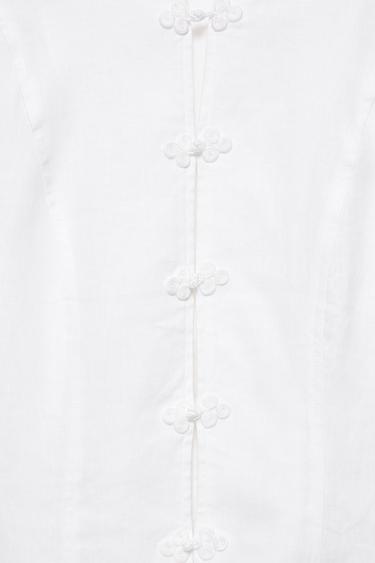 100% linen frog fastening jacket — White 5
