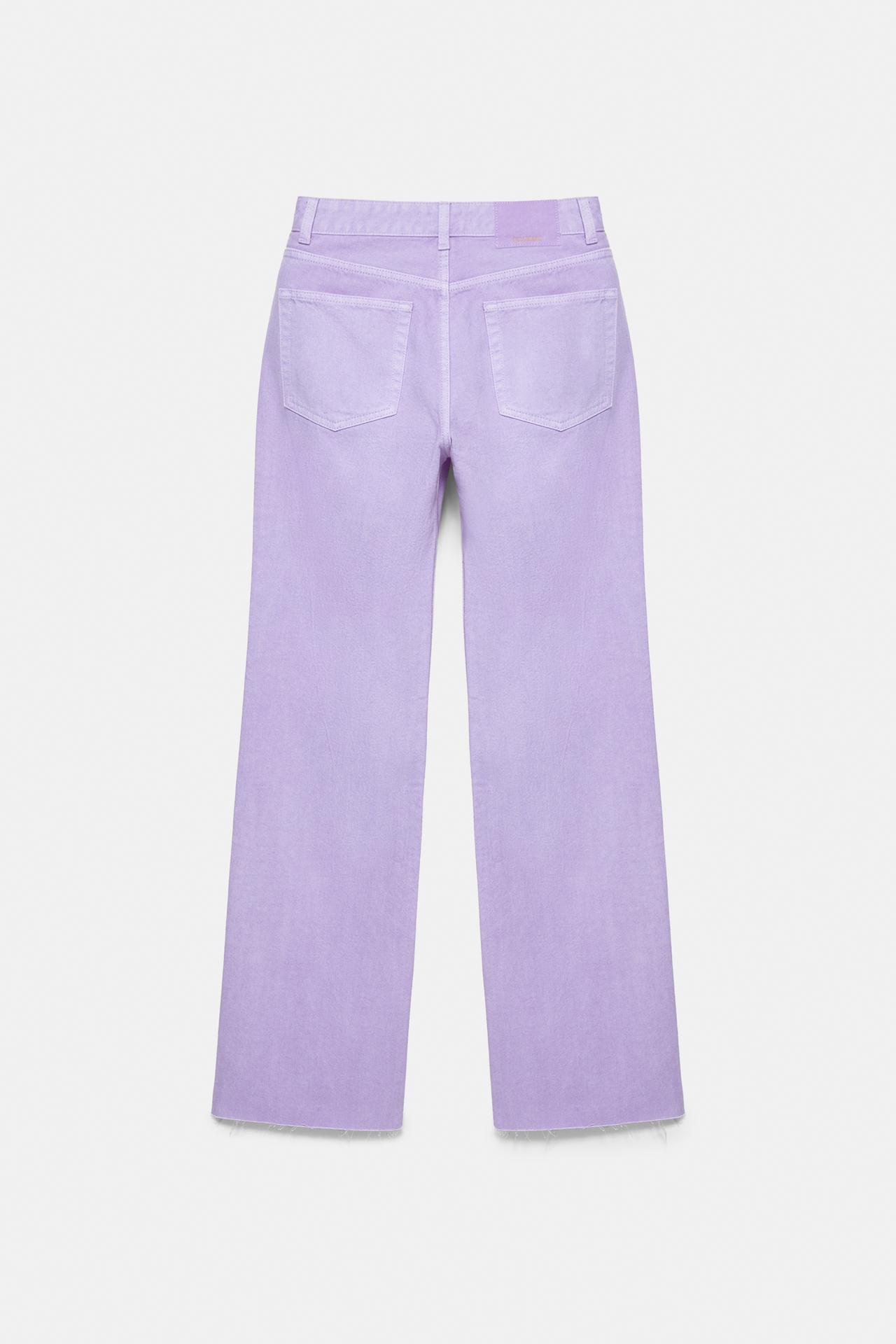 High-waist wide straight-leg jeans — Lilac