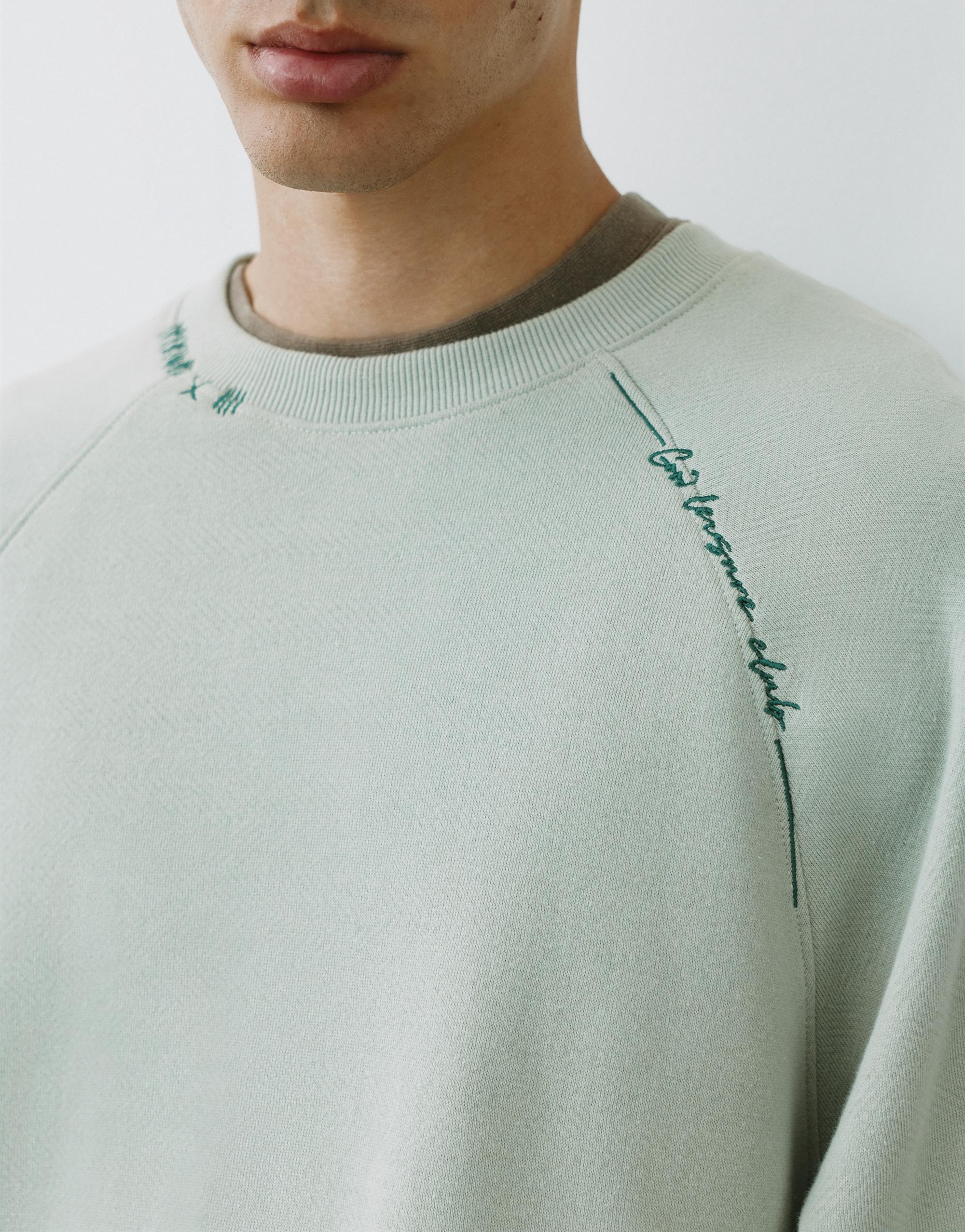 Washed effect raglan sweatshirt — Pale mint green