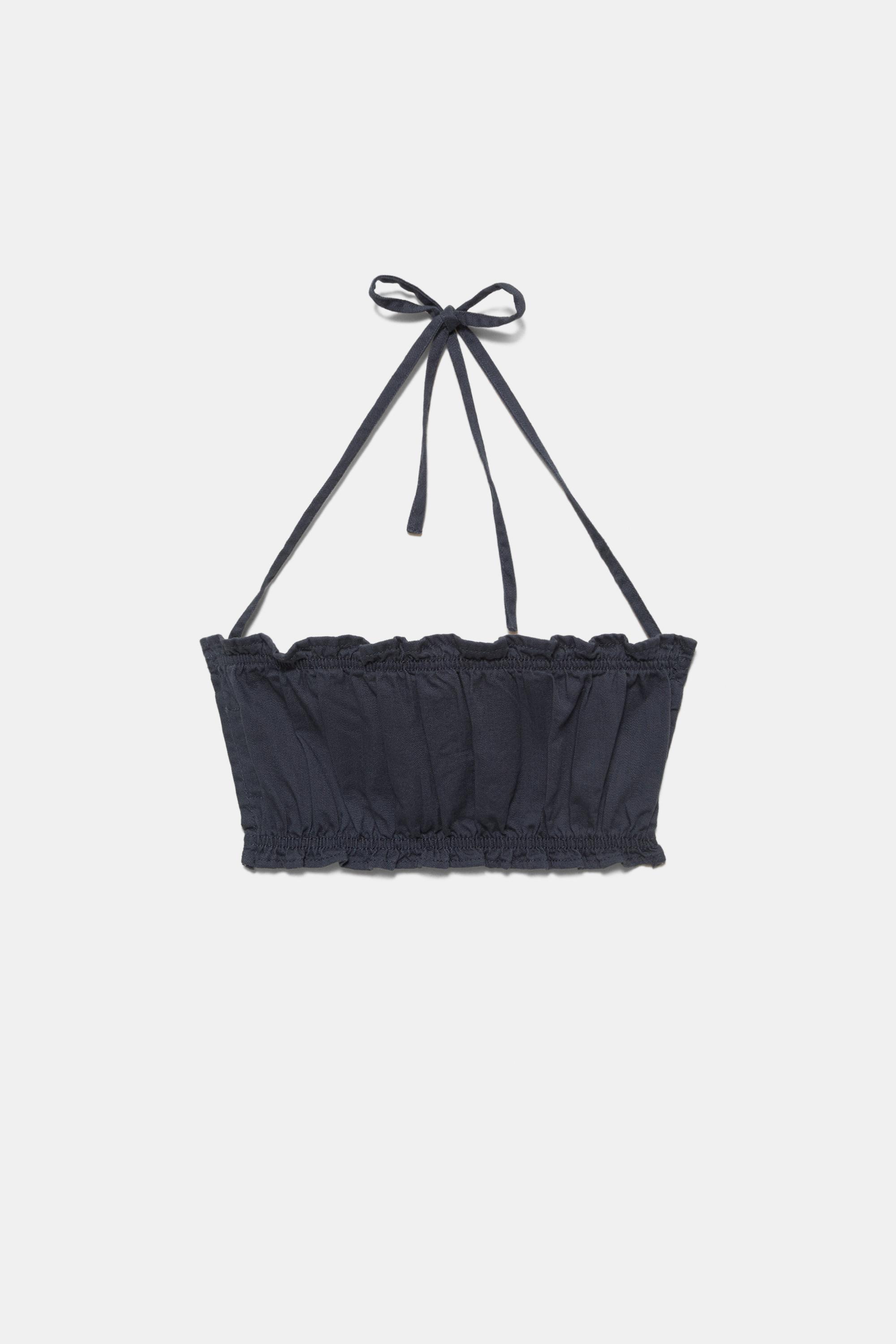Gathered strappy top — Grey blue