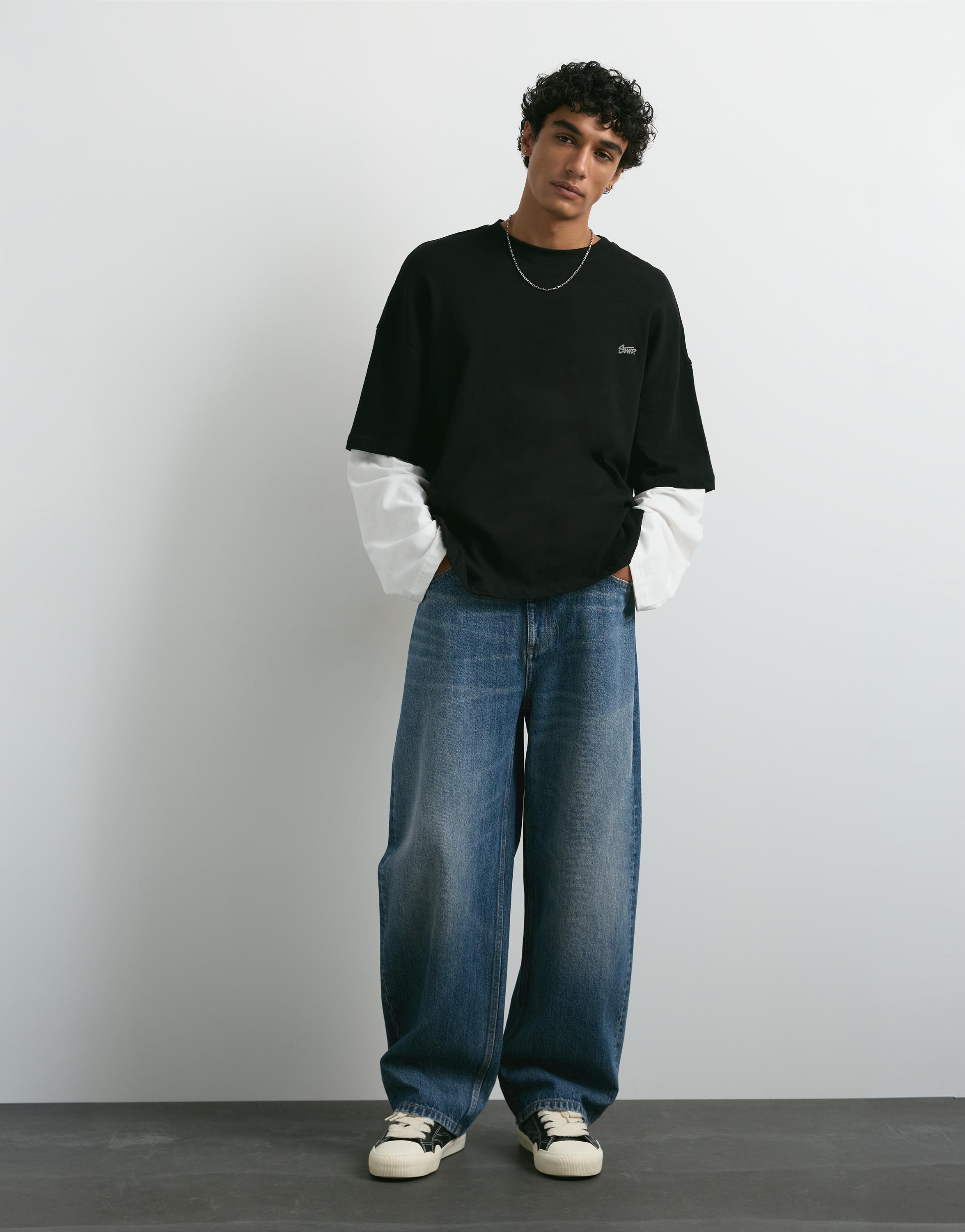 Balloon-fit baggy jeans — Medium blue