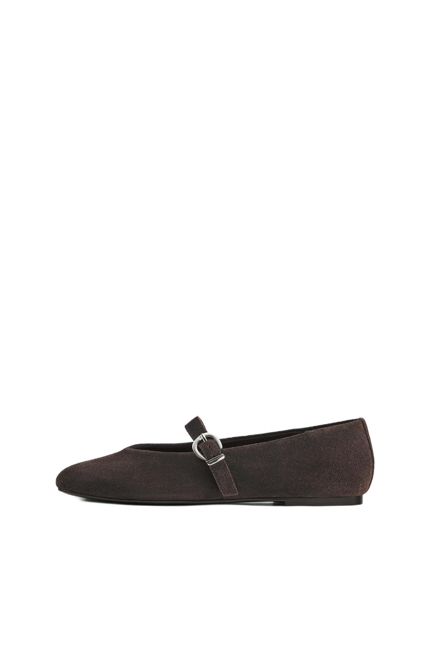 Leather ballerinas — Brown