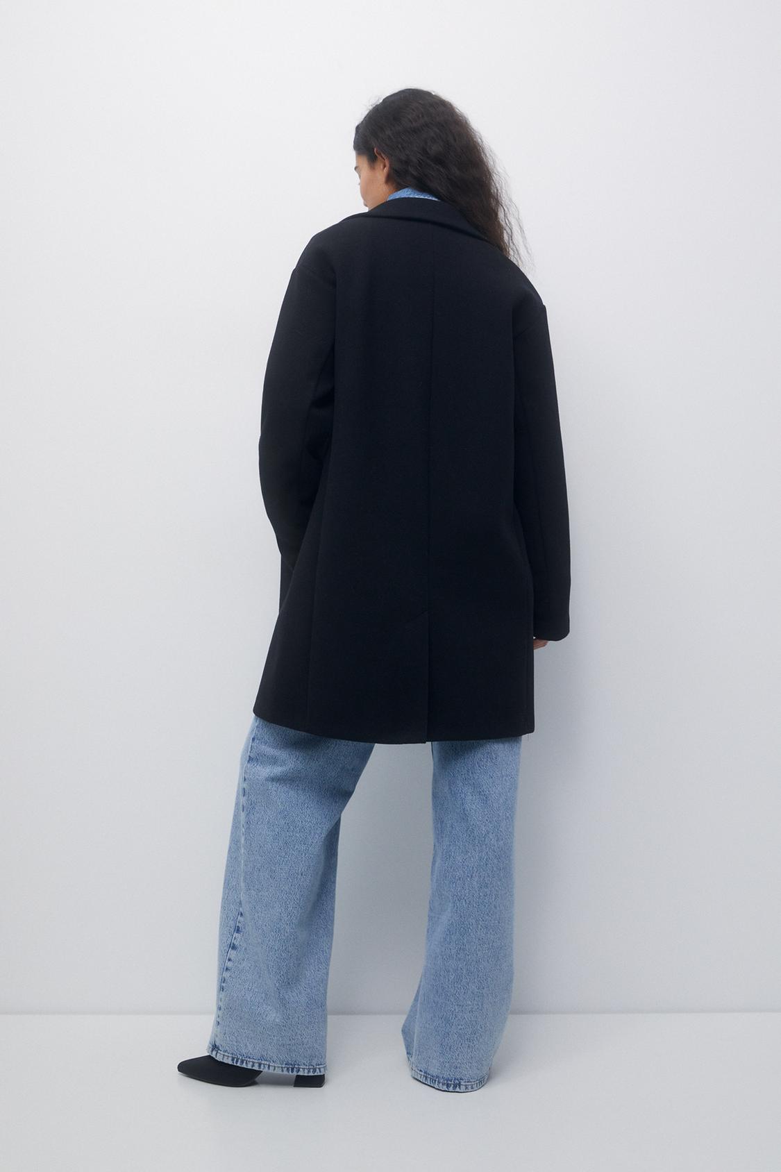 Felt texture coat with button - pull&bear