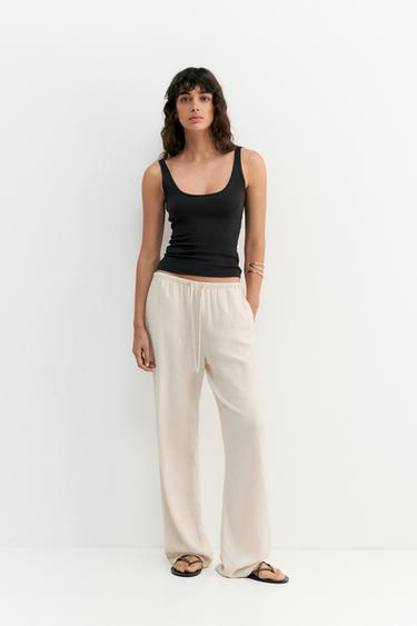 Linen blend joggers — Sand 2