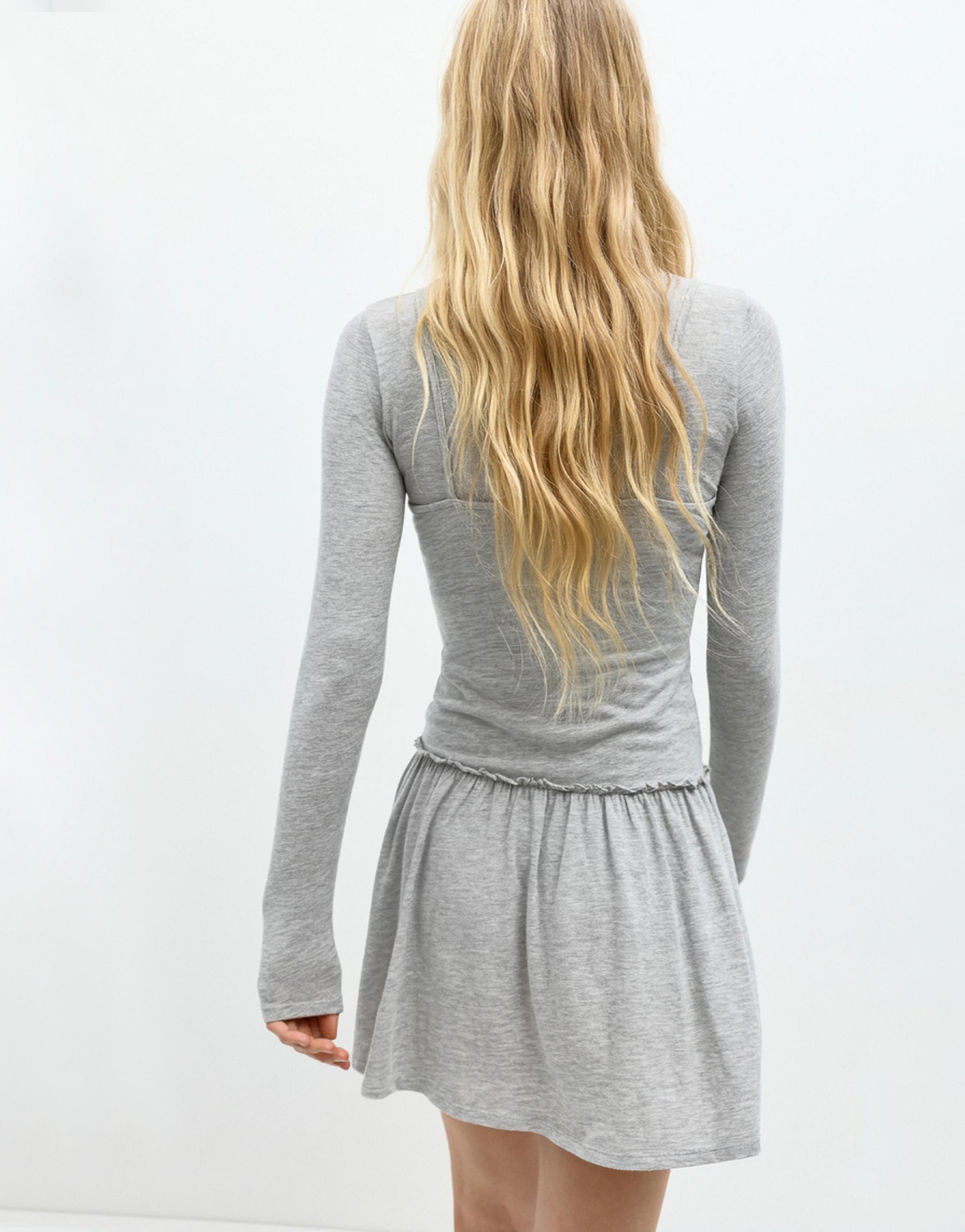 Double short dress — Grey marl
