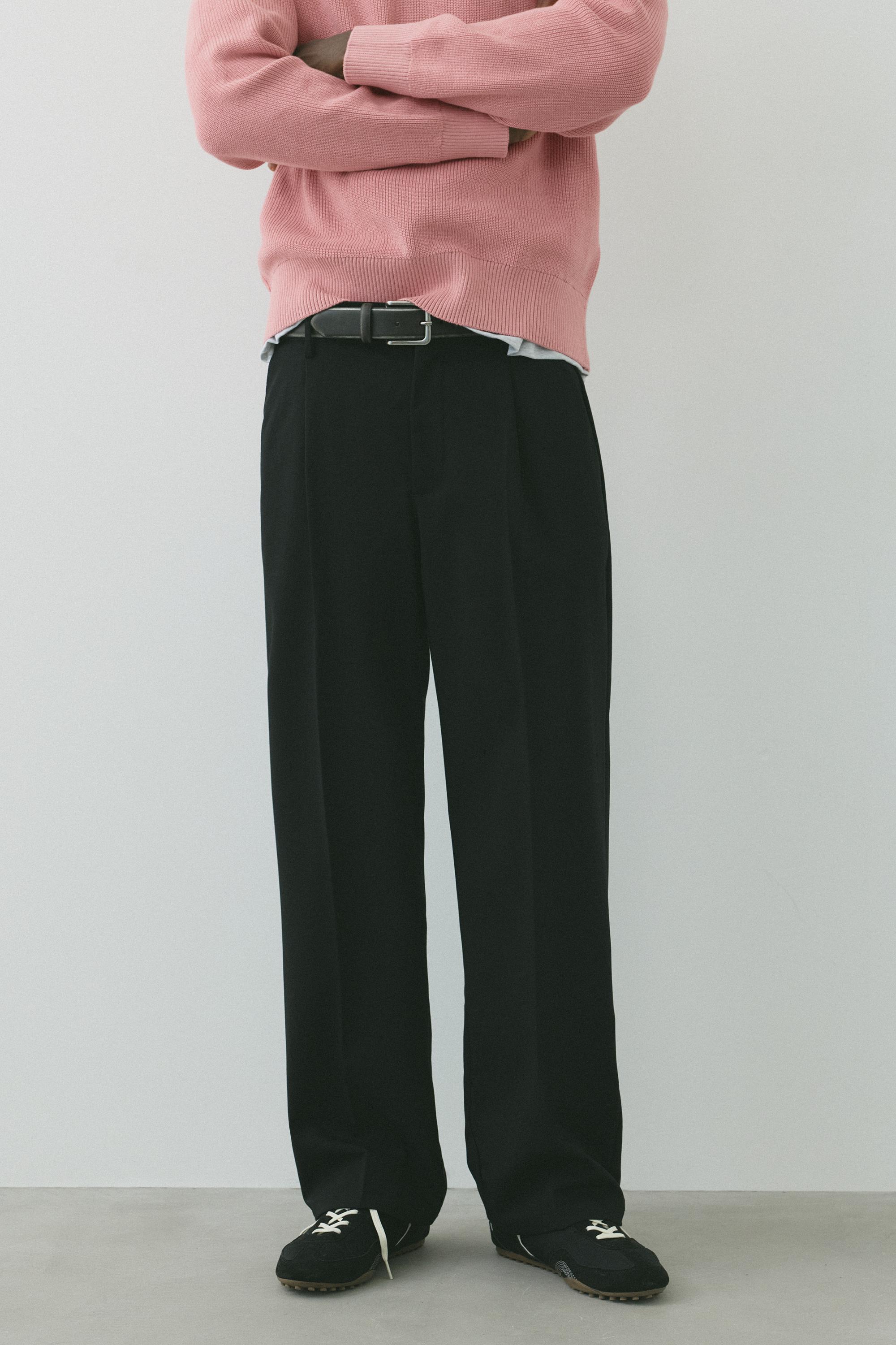 Wide-leg tailored trousers — Black