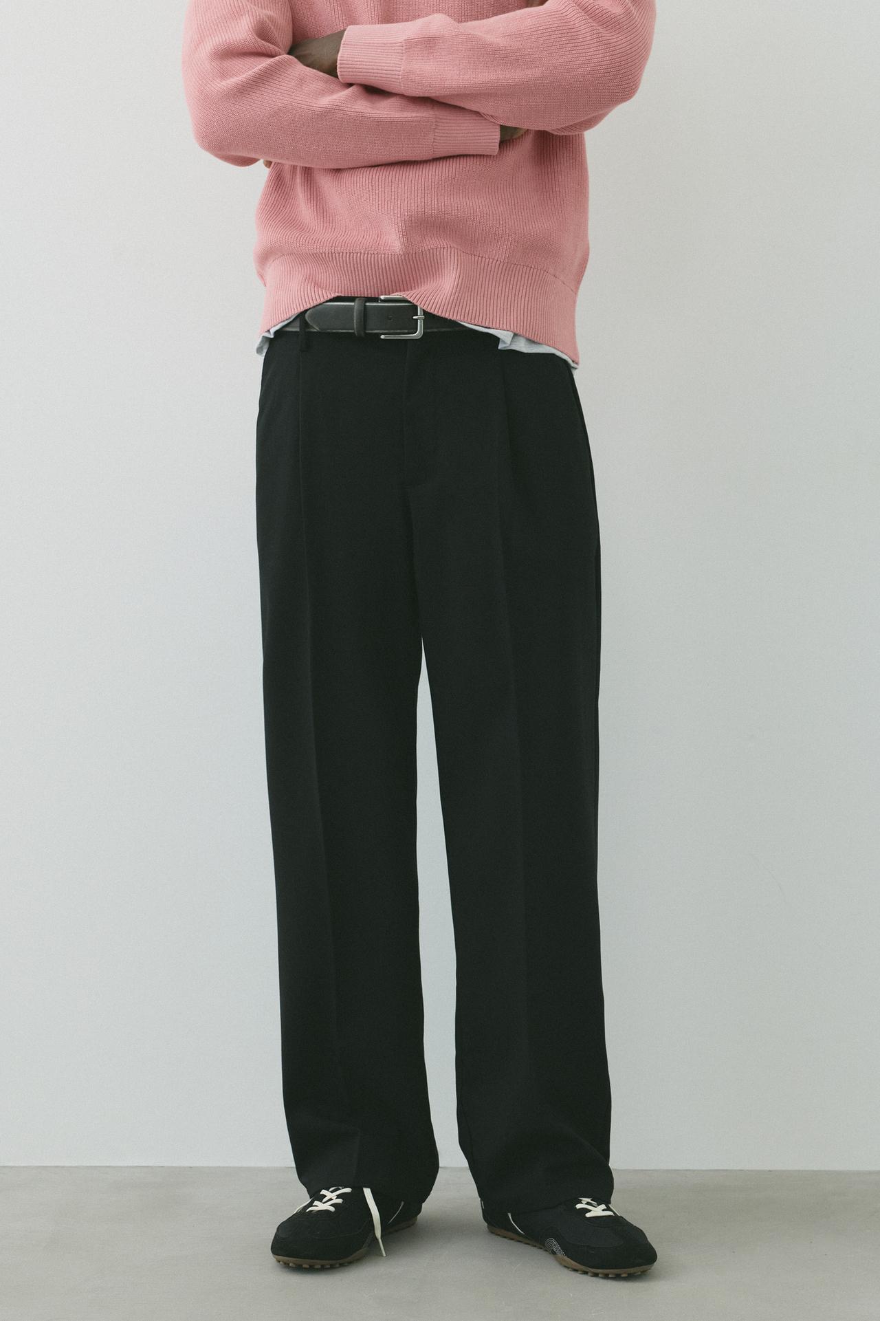 Wide-leg tailored trousers — Black