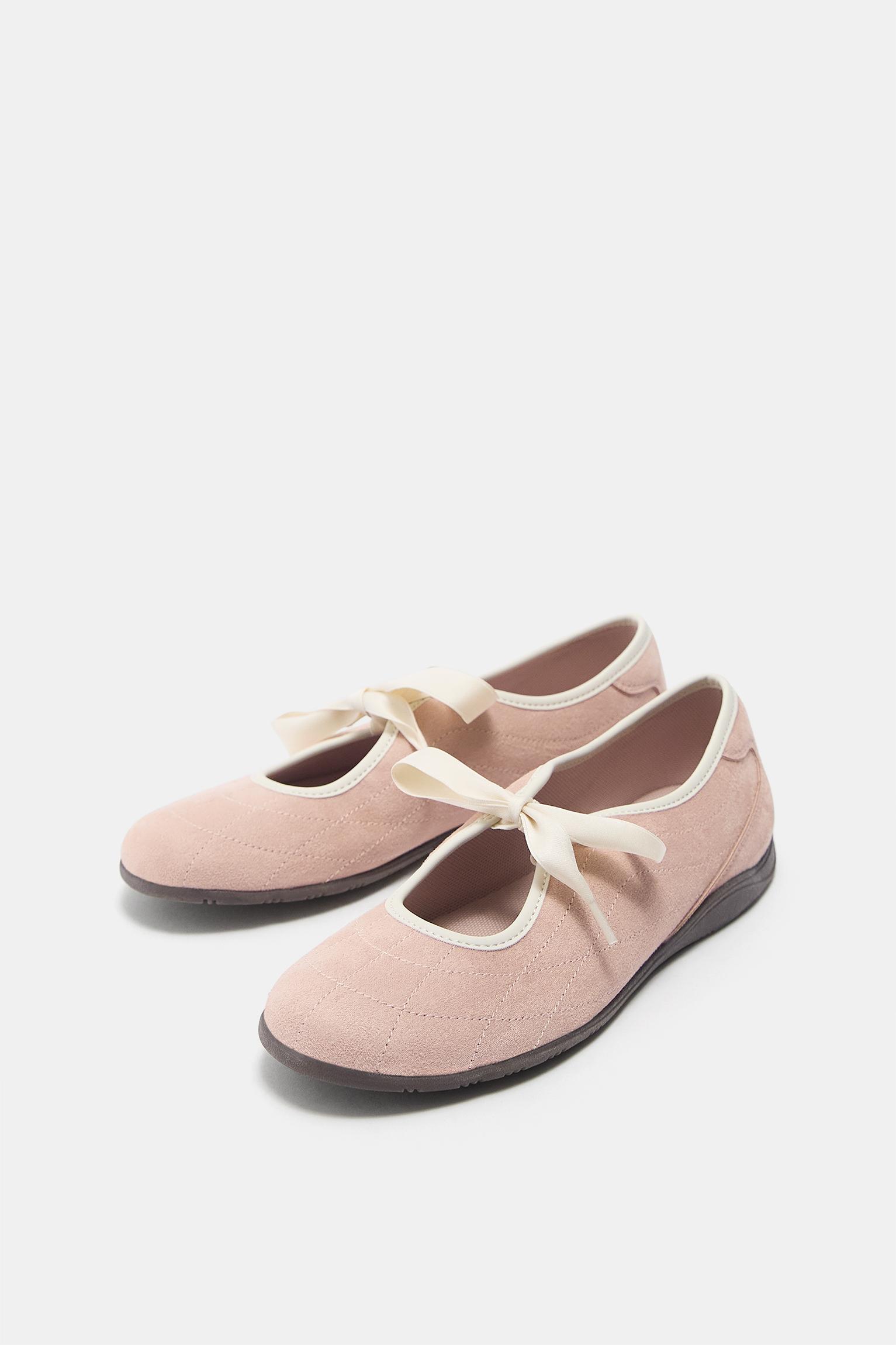 Sporty bow ballerinas — Pink
