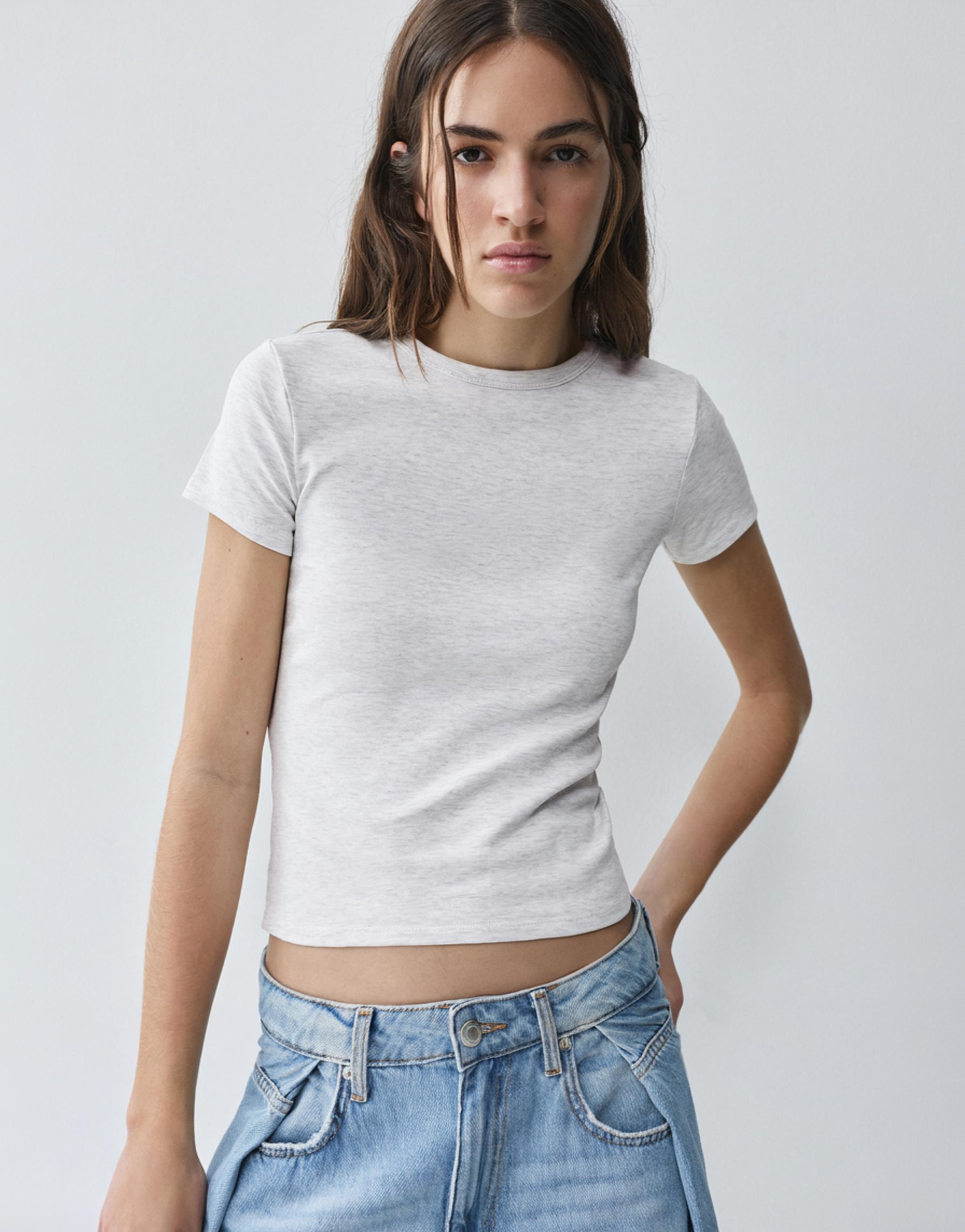 Fitted short sleeve T-shirt — Grey marl